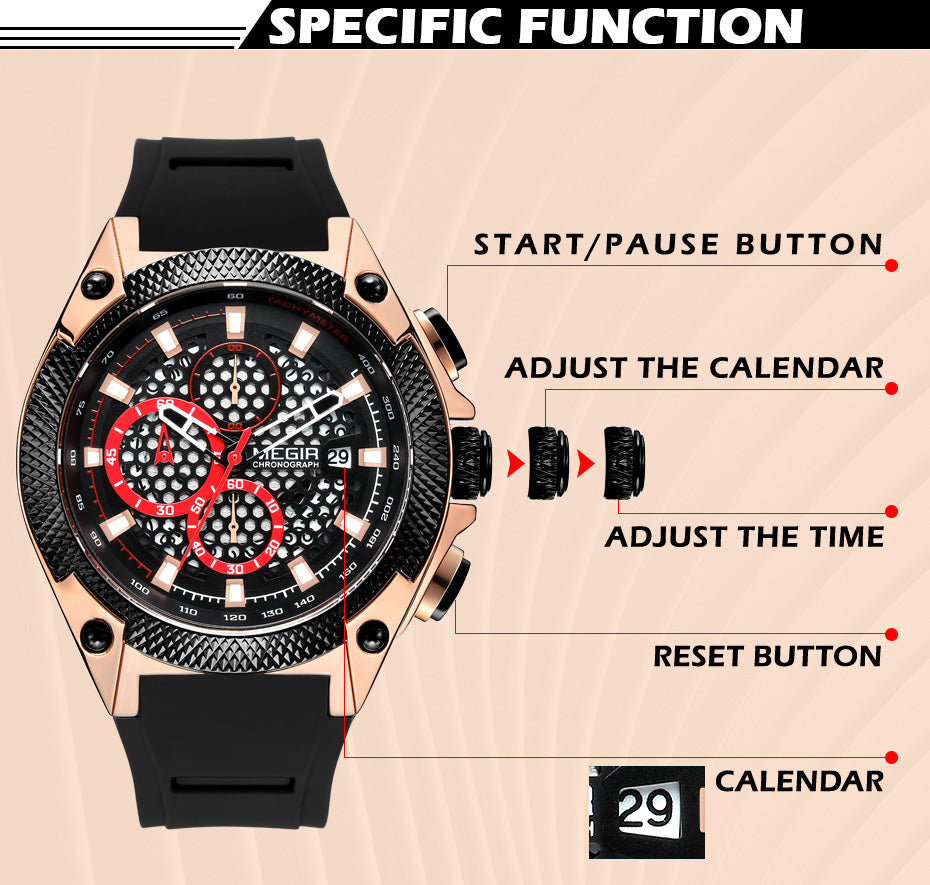 Megir Silicone Band Watch