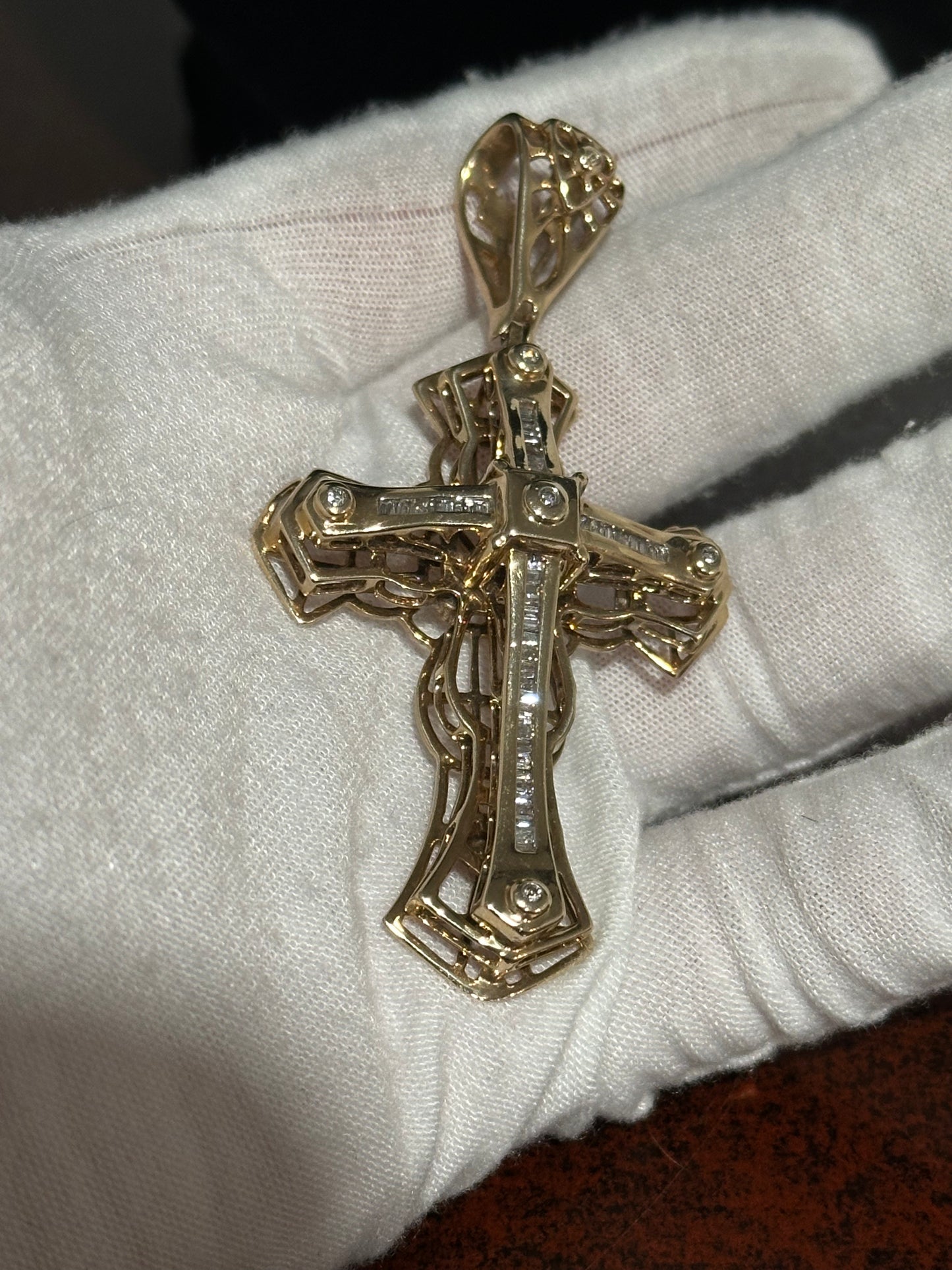 10K Gold Diamond Cross Pendant