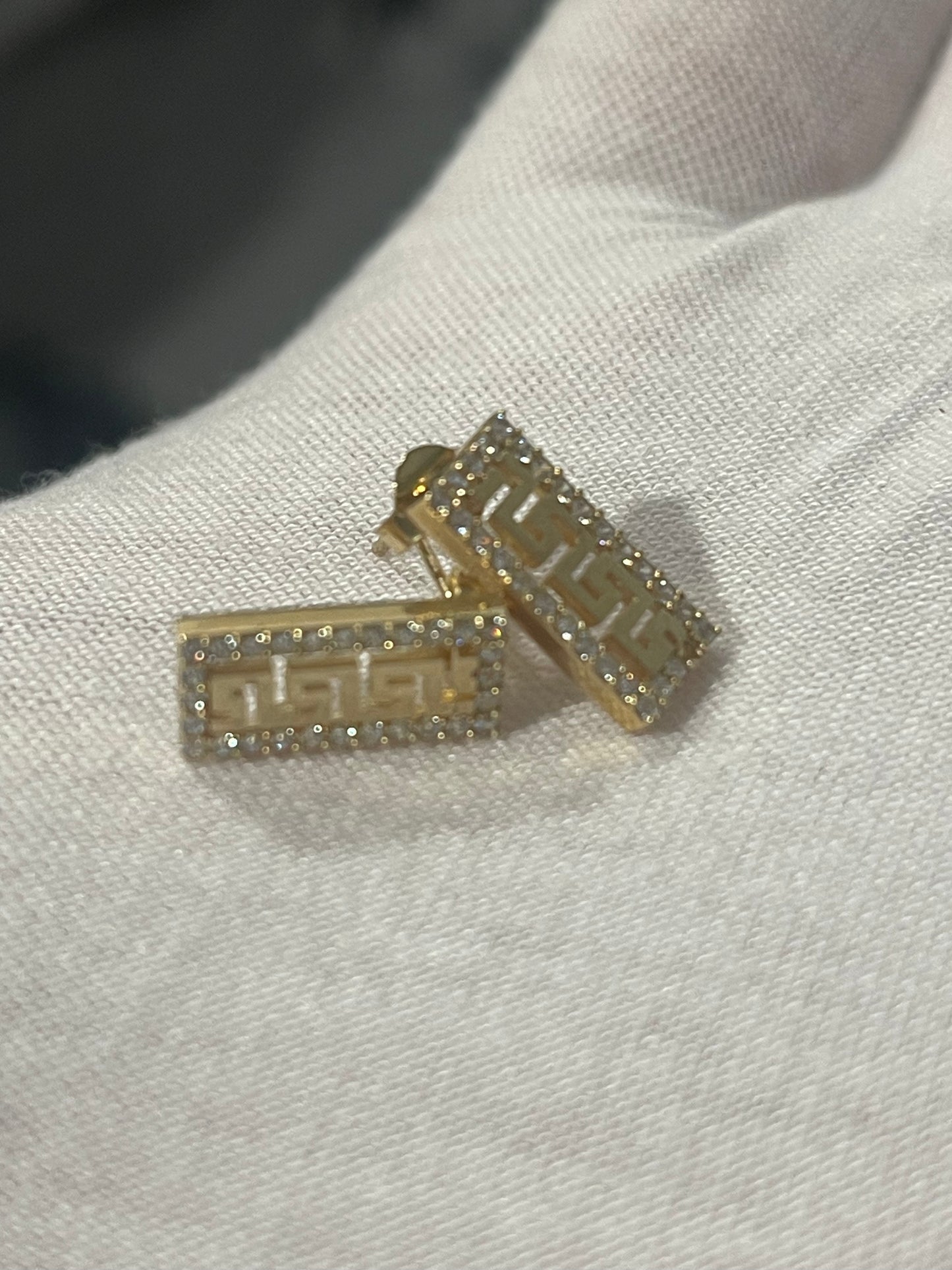 10K Authentic Gold Medusa Earrings with CZ Stones