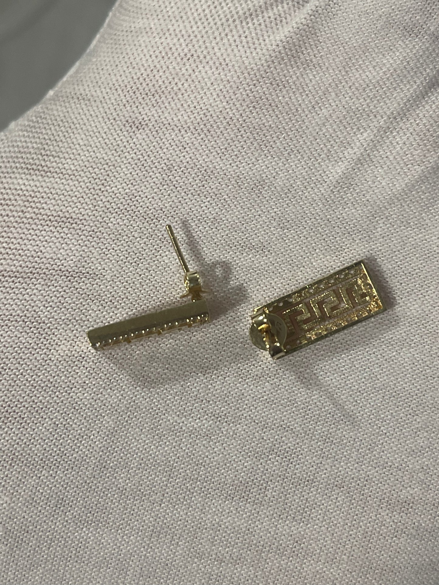 10K Authentic Gold Medusa Earrings with CZ Stones