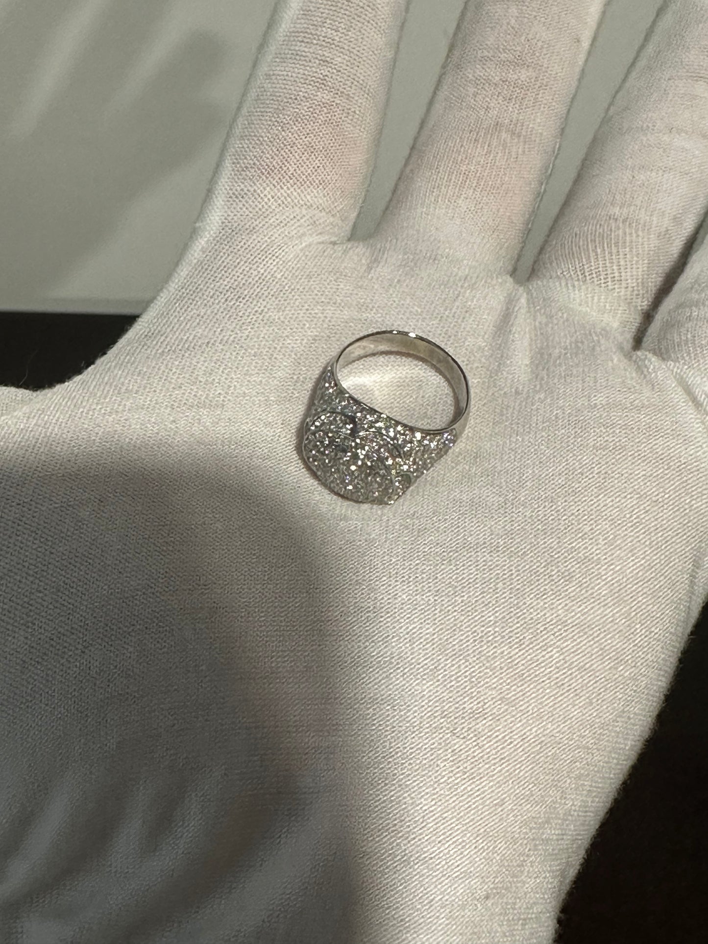 10K White Gold Natural Diamond Pinky Ring