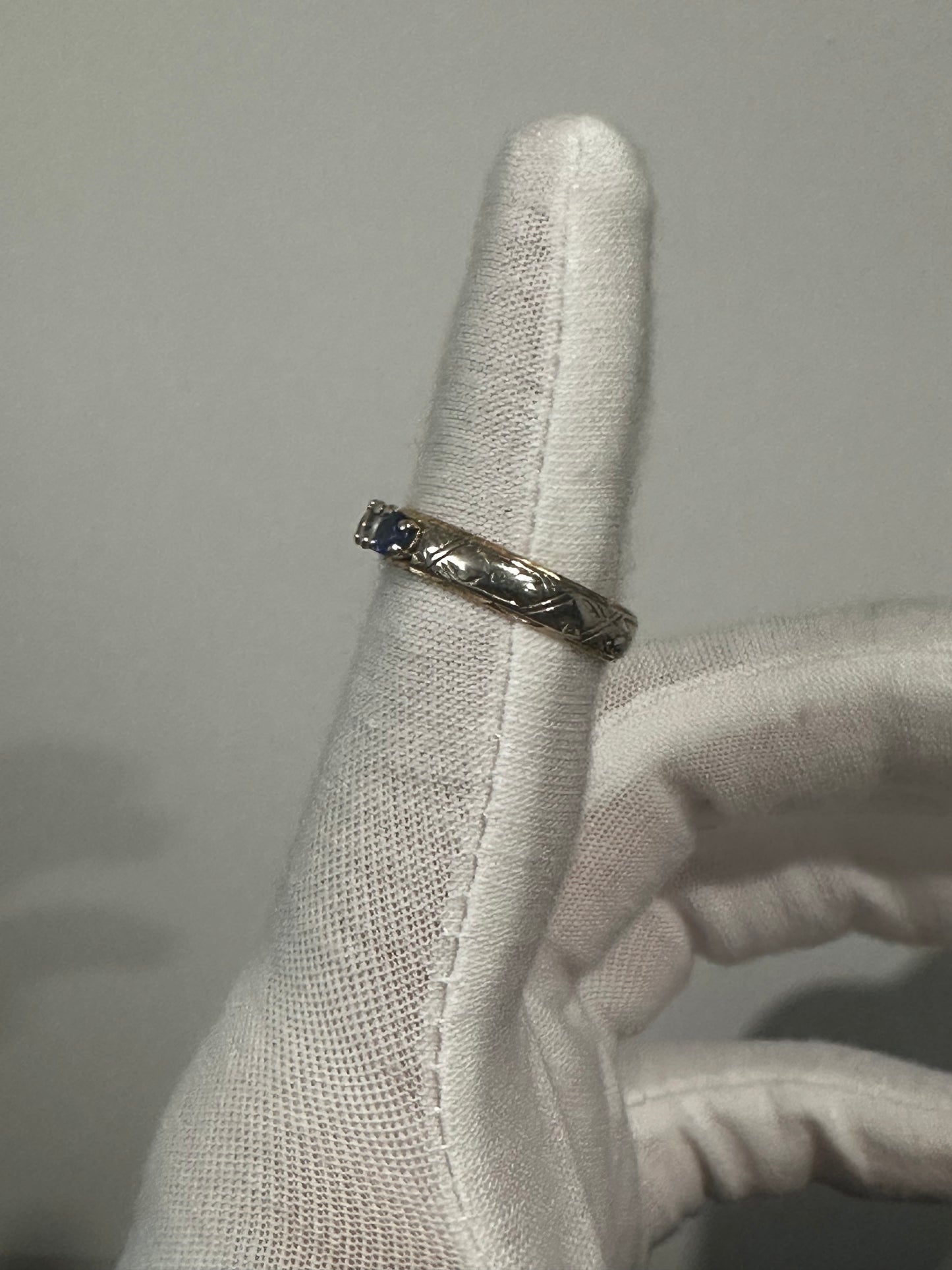 14K Sapphire / Crystal Ring Size 8.5