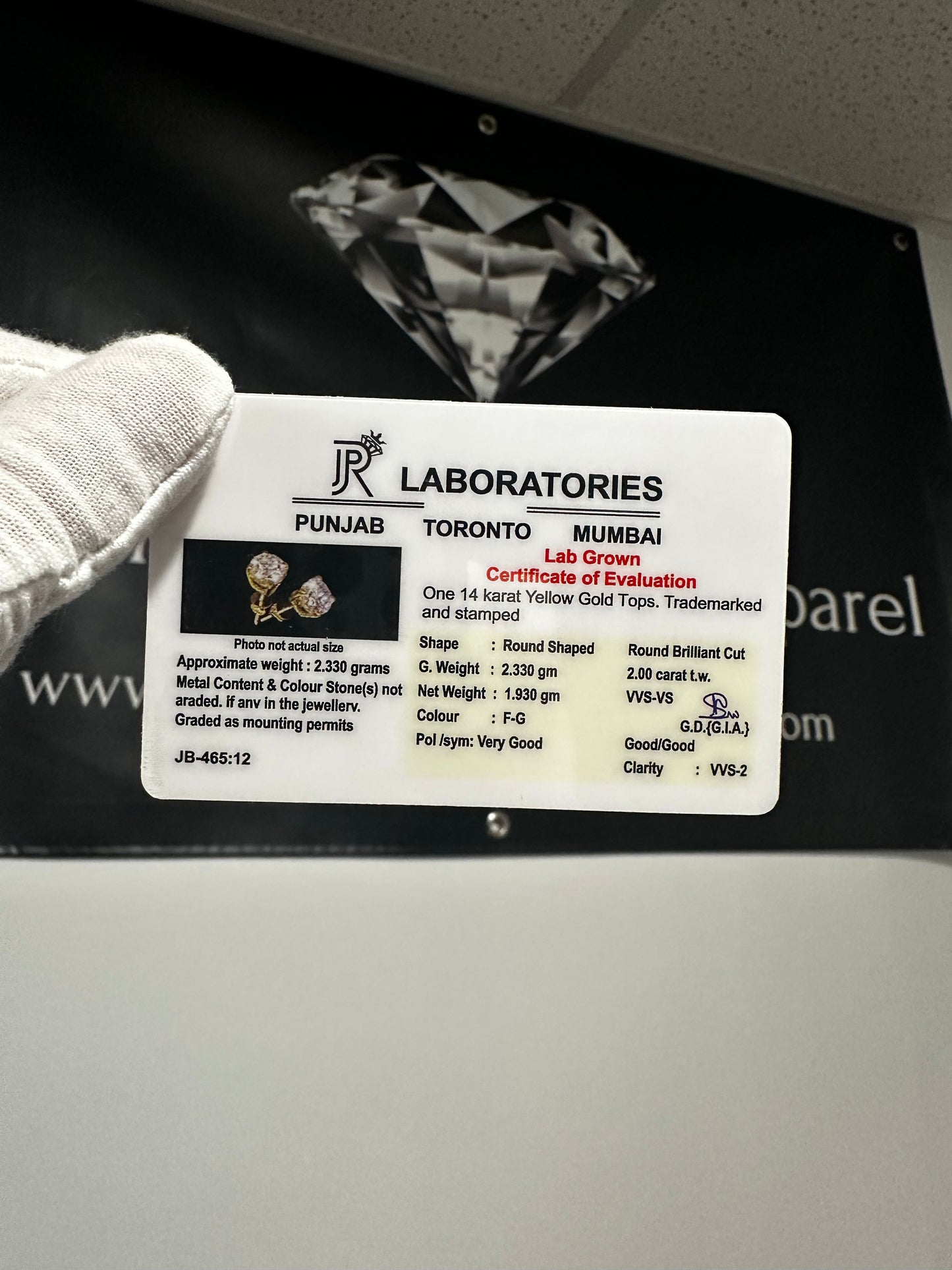 14K VVS 2ct Studs