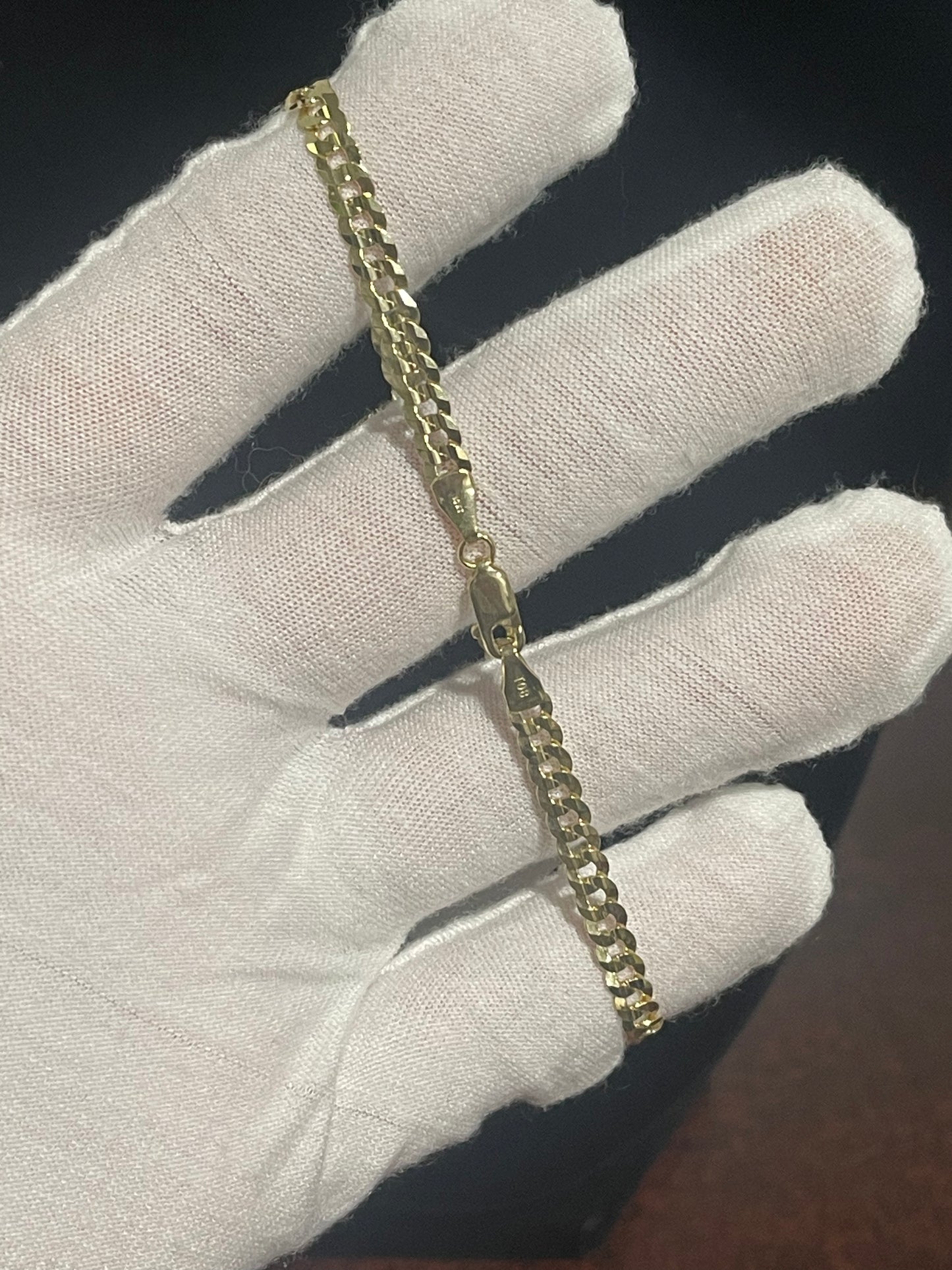 10K Solid Curb Bracelet 8”