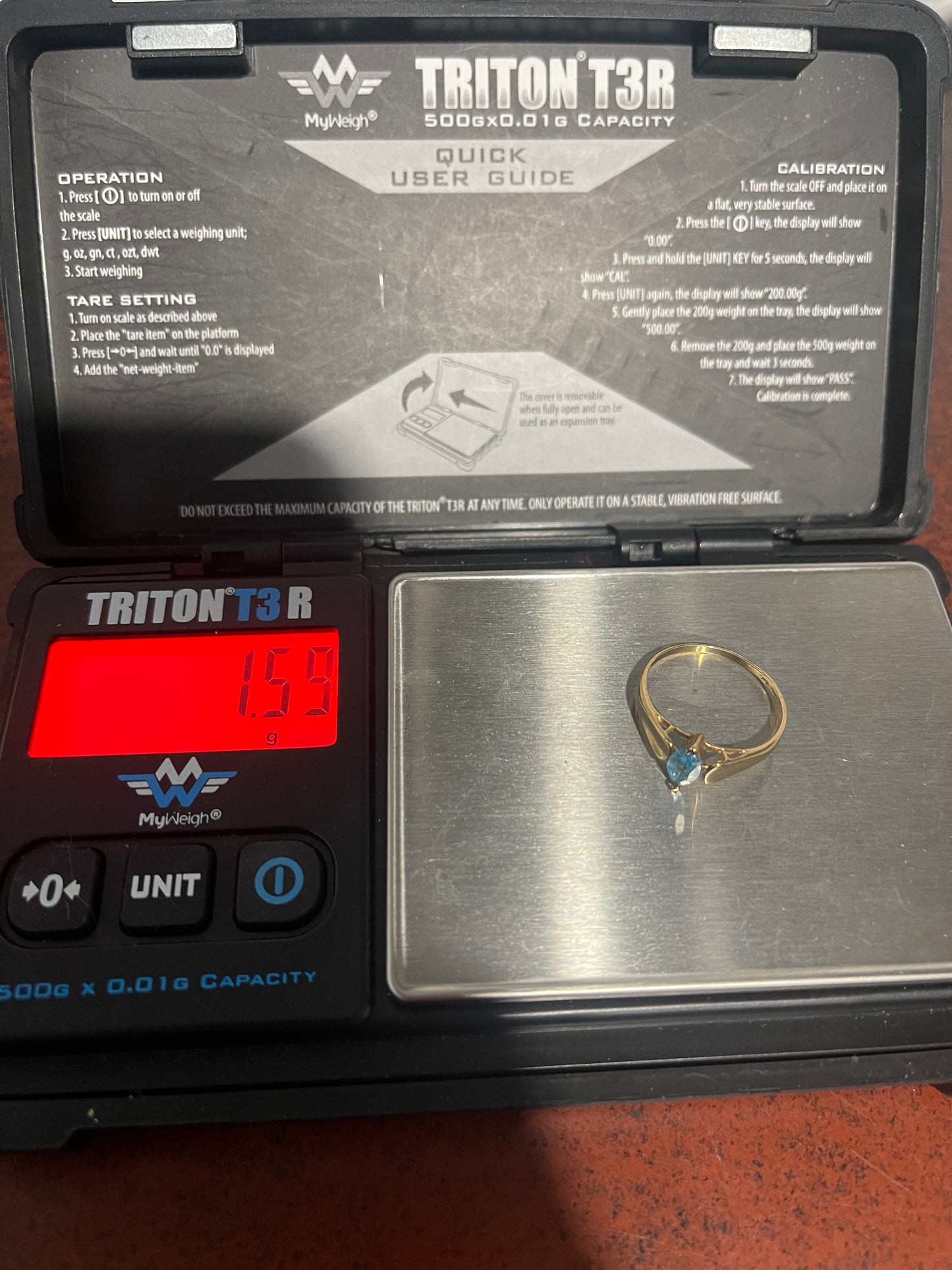 10K Ring With Blue Stone