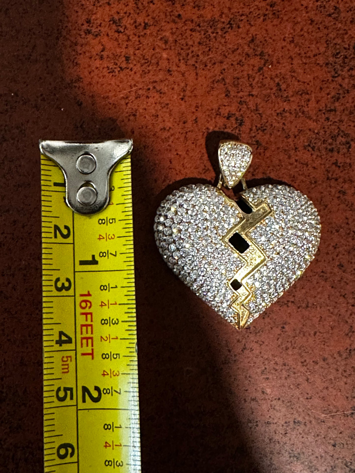10K Gold Broken Heart CZ Pendant