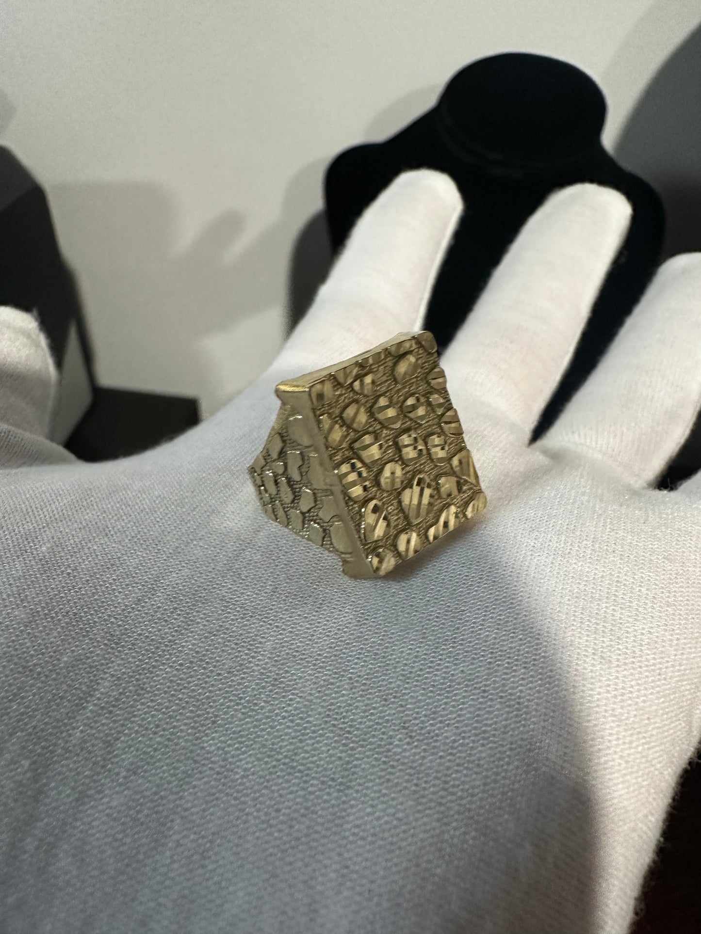 10K Large Nugget Ring Size 12.75
