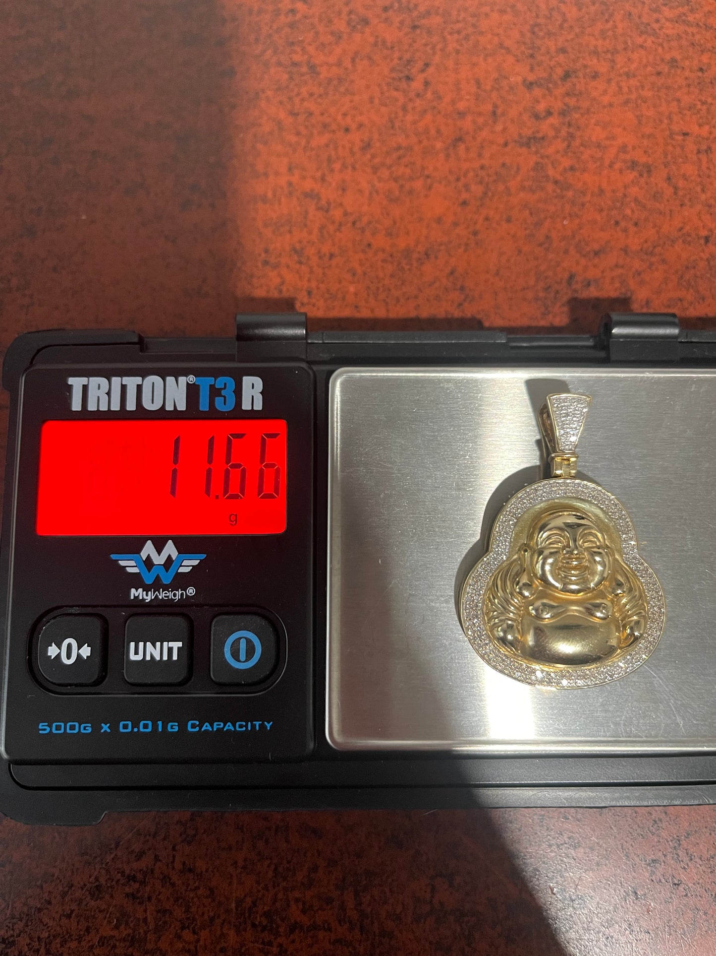 10K Natural Diamond Buddha Pendant