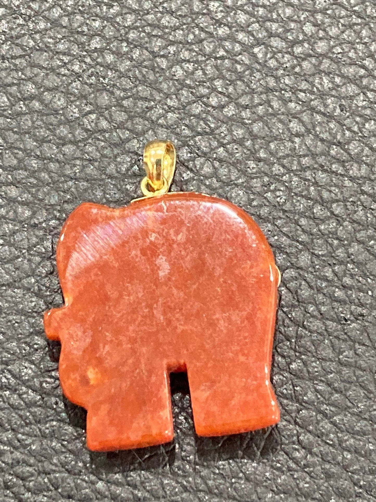 14K Gold Jade Elephant Pendant