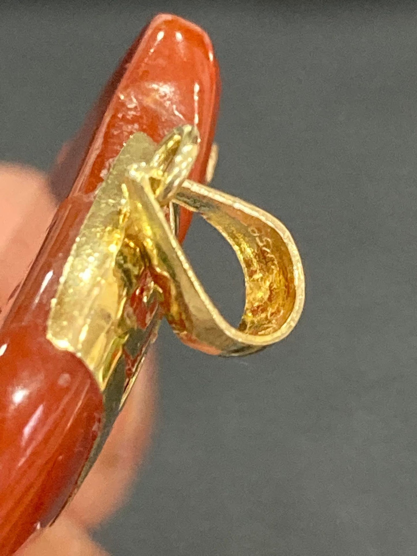 14K Gold Jade Elephant Pendant