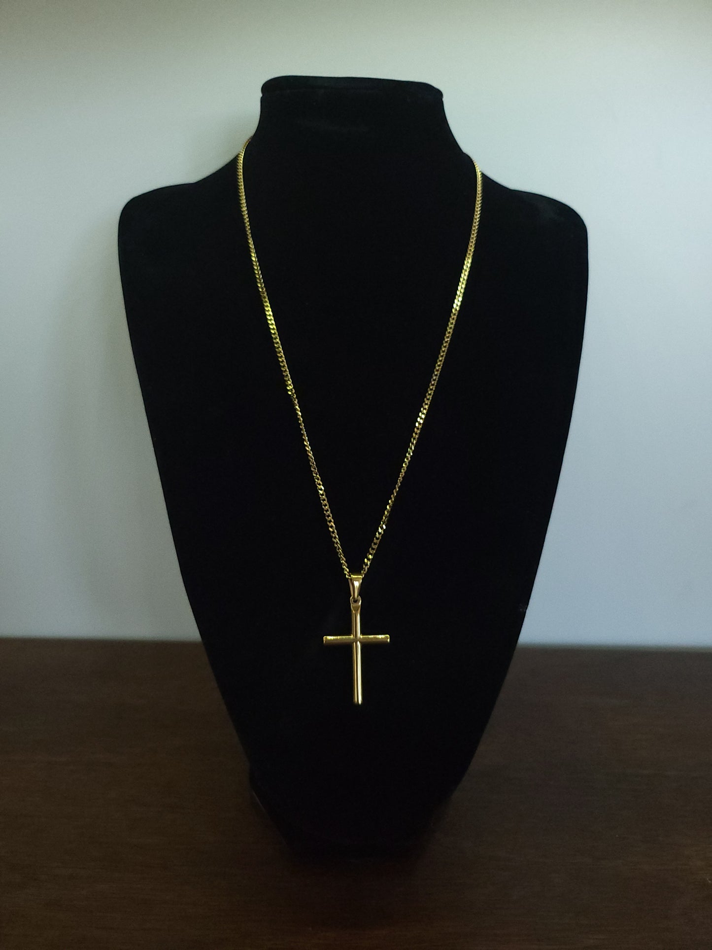 Gold-Plated 24" Cuban Chain with Cross Pendant Combo