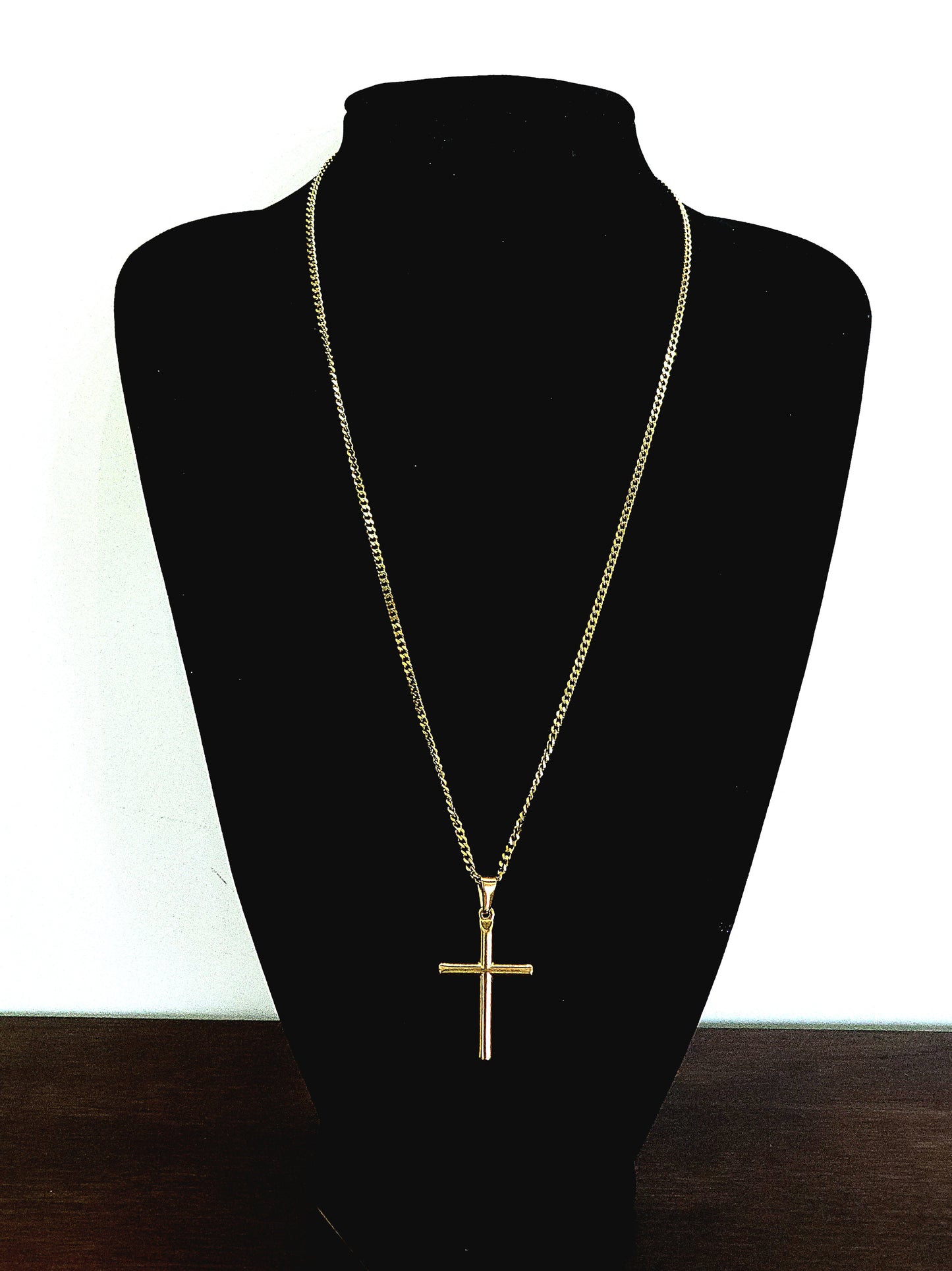 Gold-Plated 24" Cuban Chain with Cross Pendant Combo