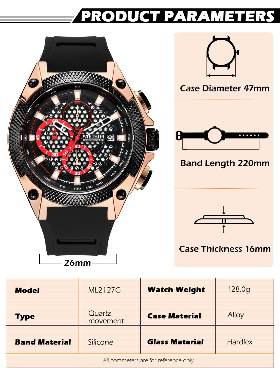 Megir Silicone Band Watch