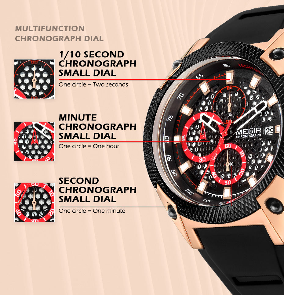 Megir Silicone Band Watch