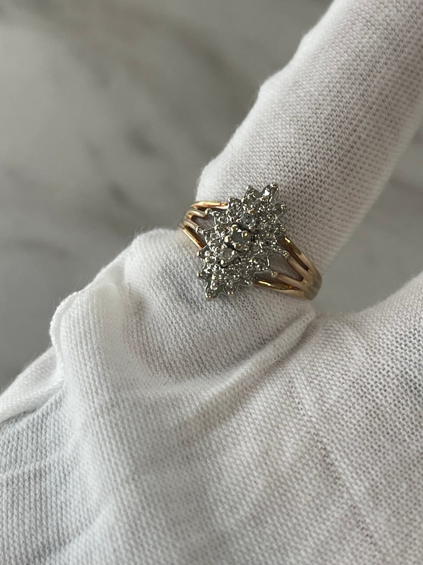 10K Gold Diamond Cluster Ring