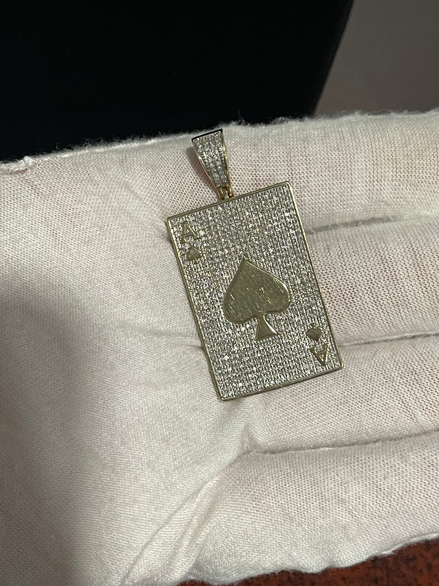 10K Natural Diamond Ace Of Spades Pendant