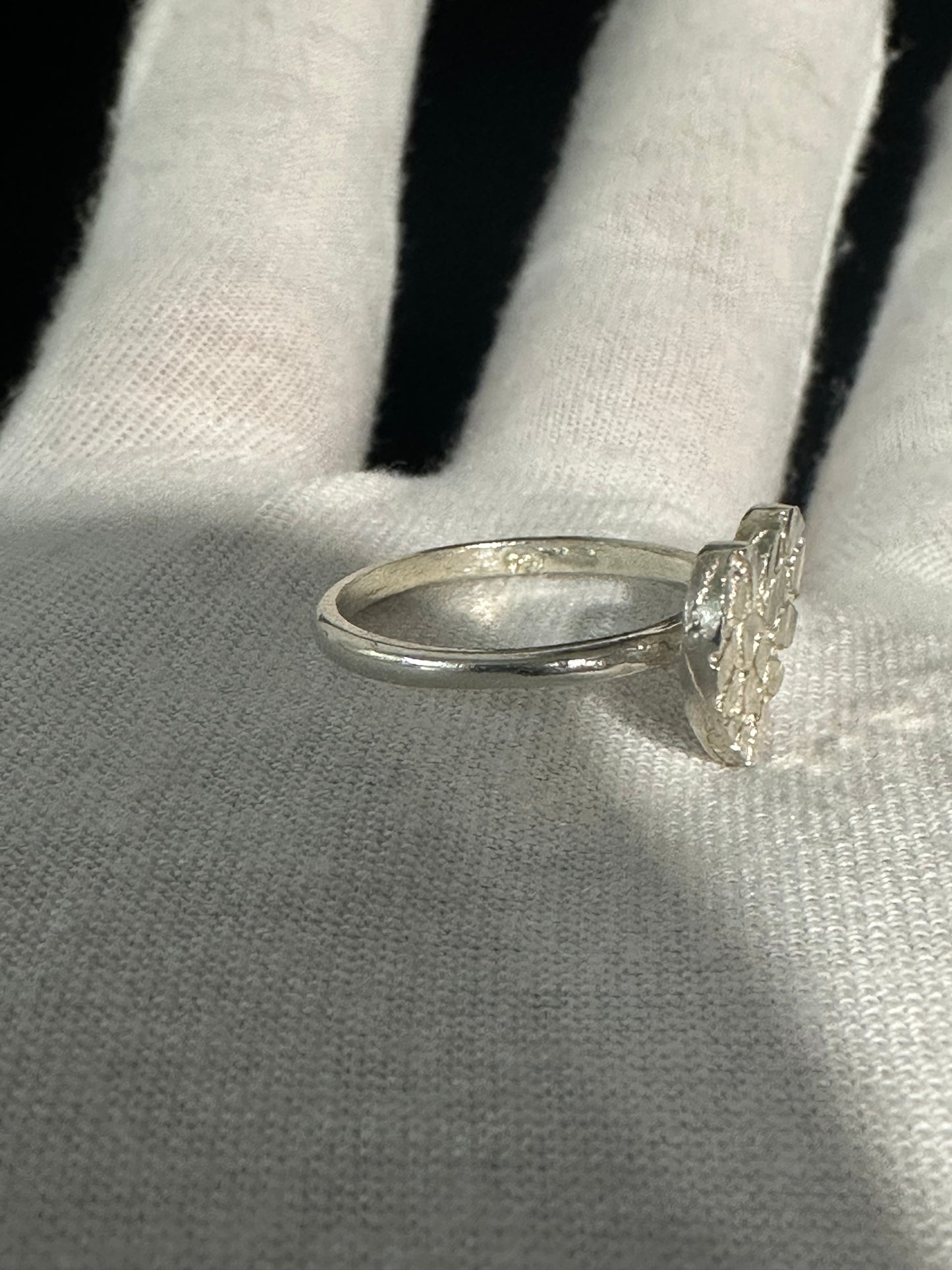 Silver Heart Nugget Ring Size 6.5