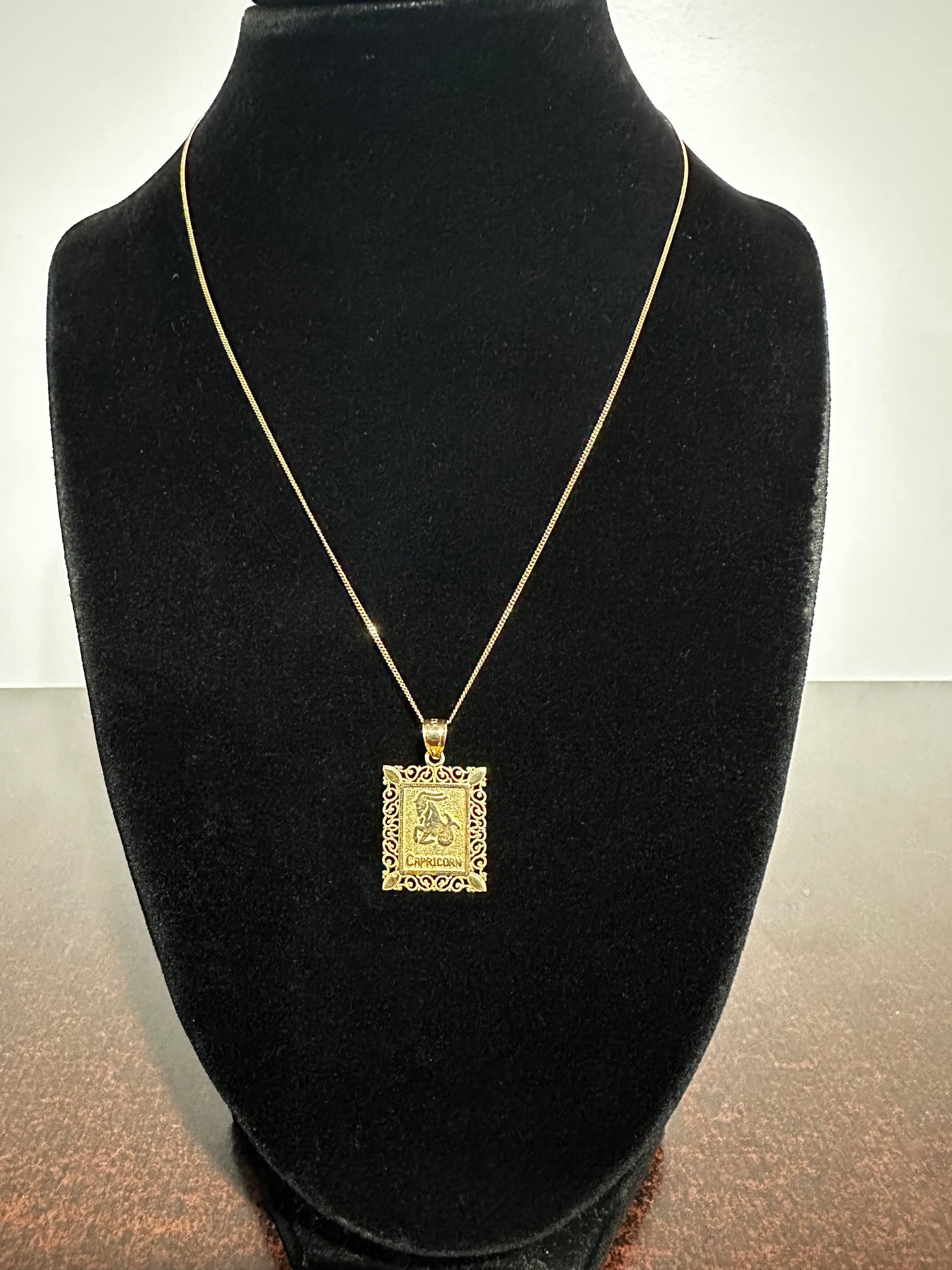 10K “Capricorn” Pendant & 17” Curb Chain