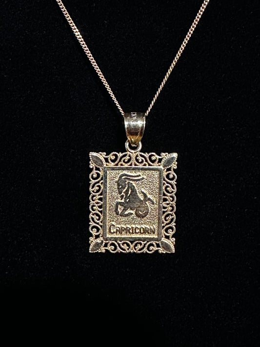10K “Capricorn” Pendant & 17” Curb Chain