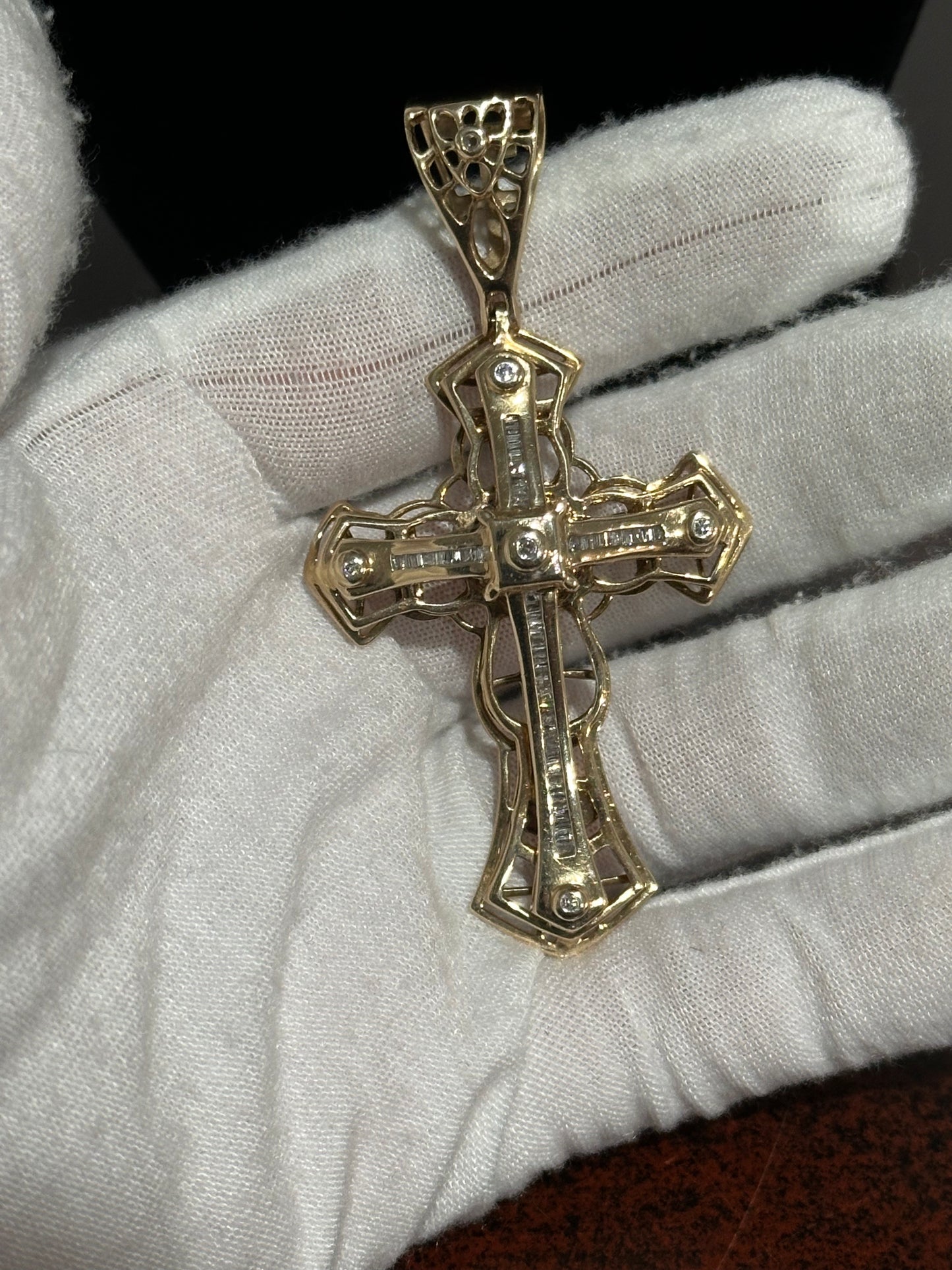 10K Gold Diamond Cross Pendant