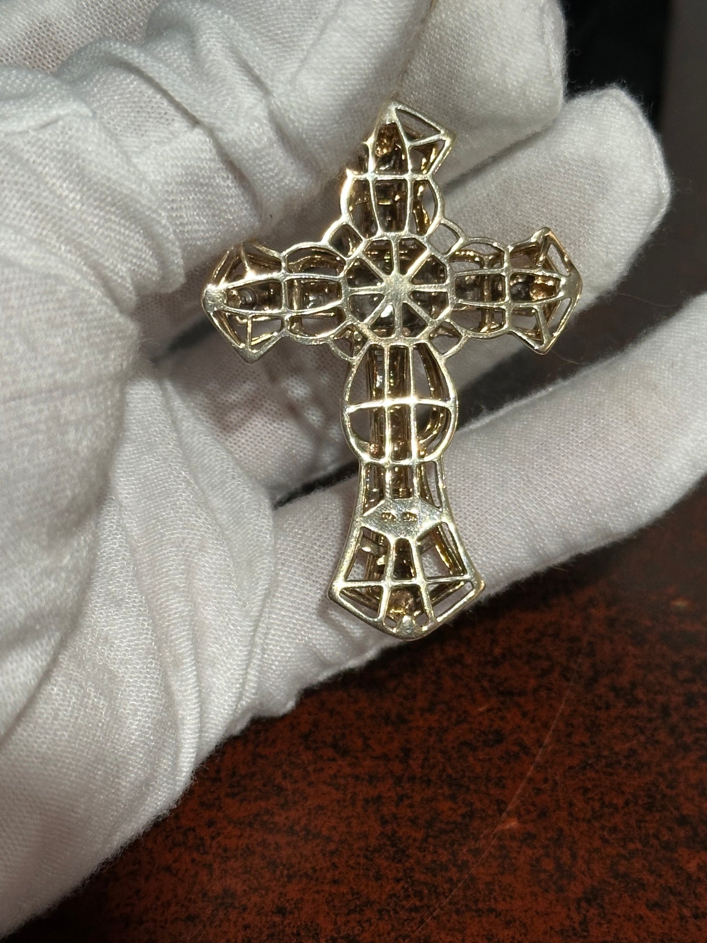 10K Gold Diamond Cross Pendant