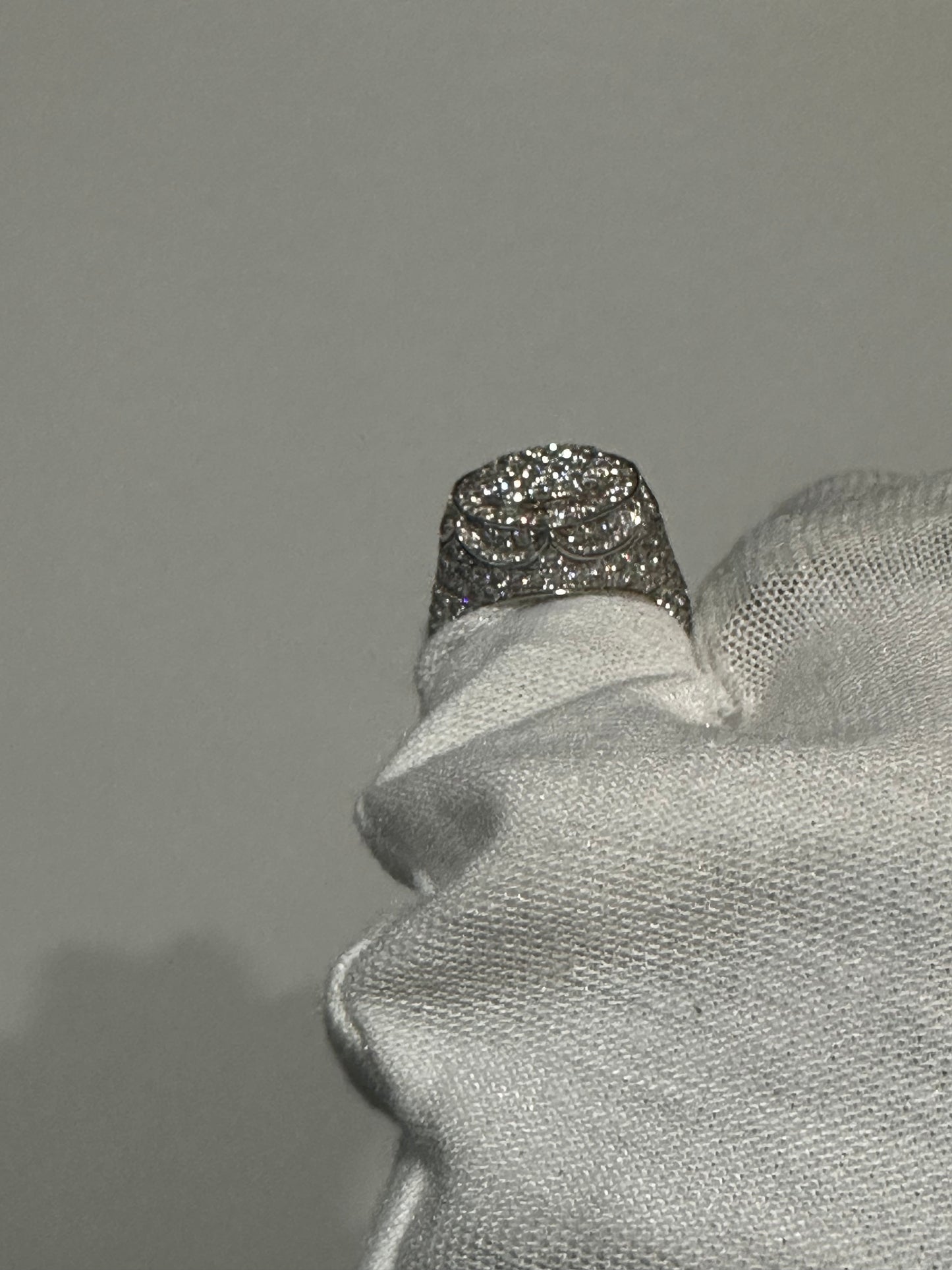 10K White Gold Natural Diamond Pinky Ring