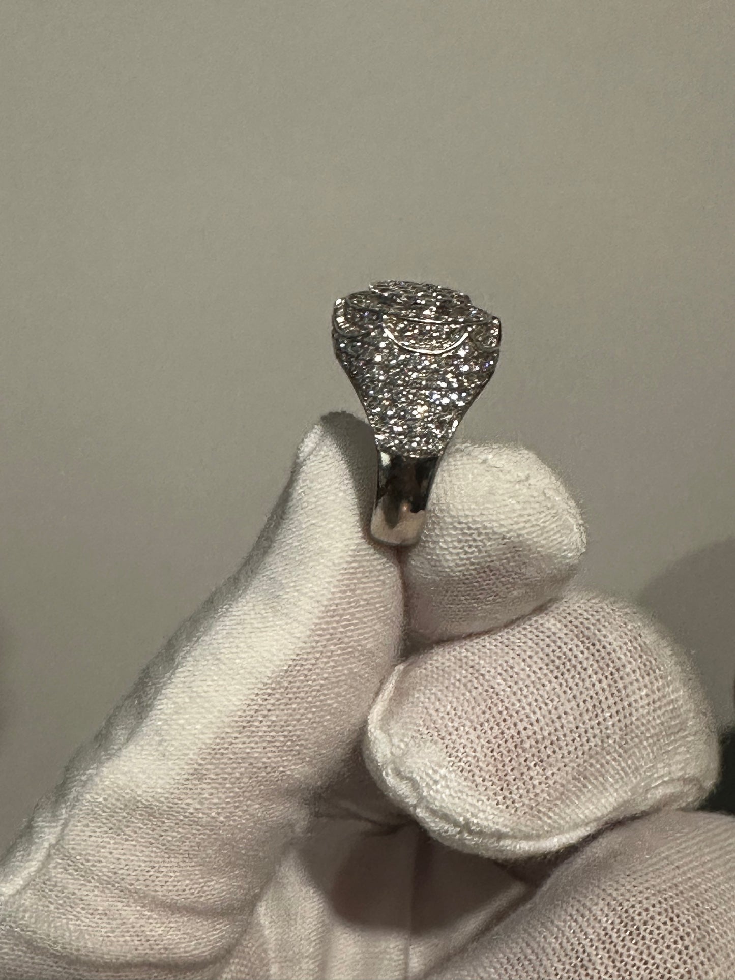 10K White Gold Natural Diamond Pinky Ring