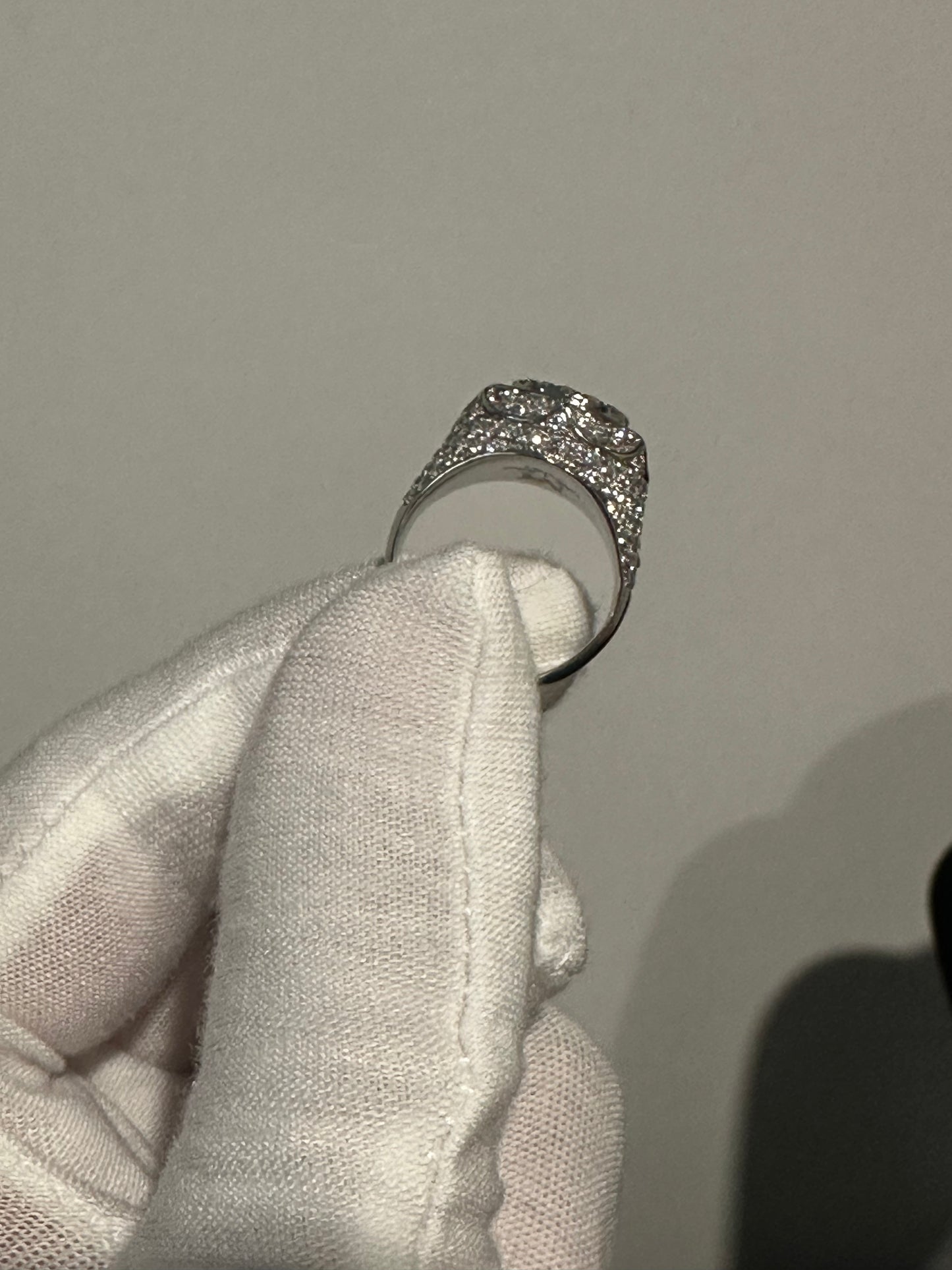 10K White Gold Natural Diamond Pinky Ring