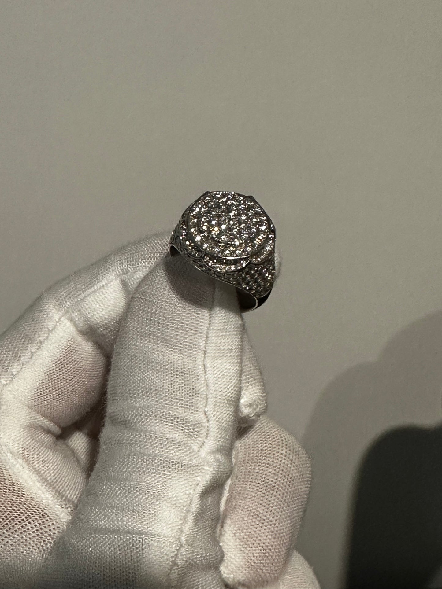 10K White Gold Natural Diamond Pinky Ring