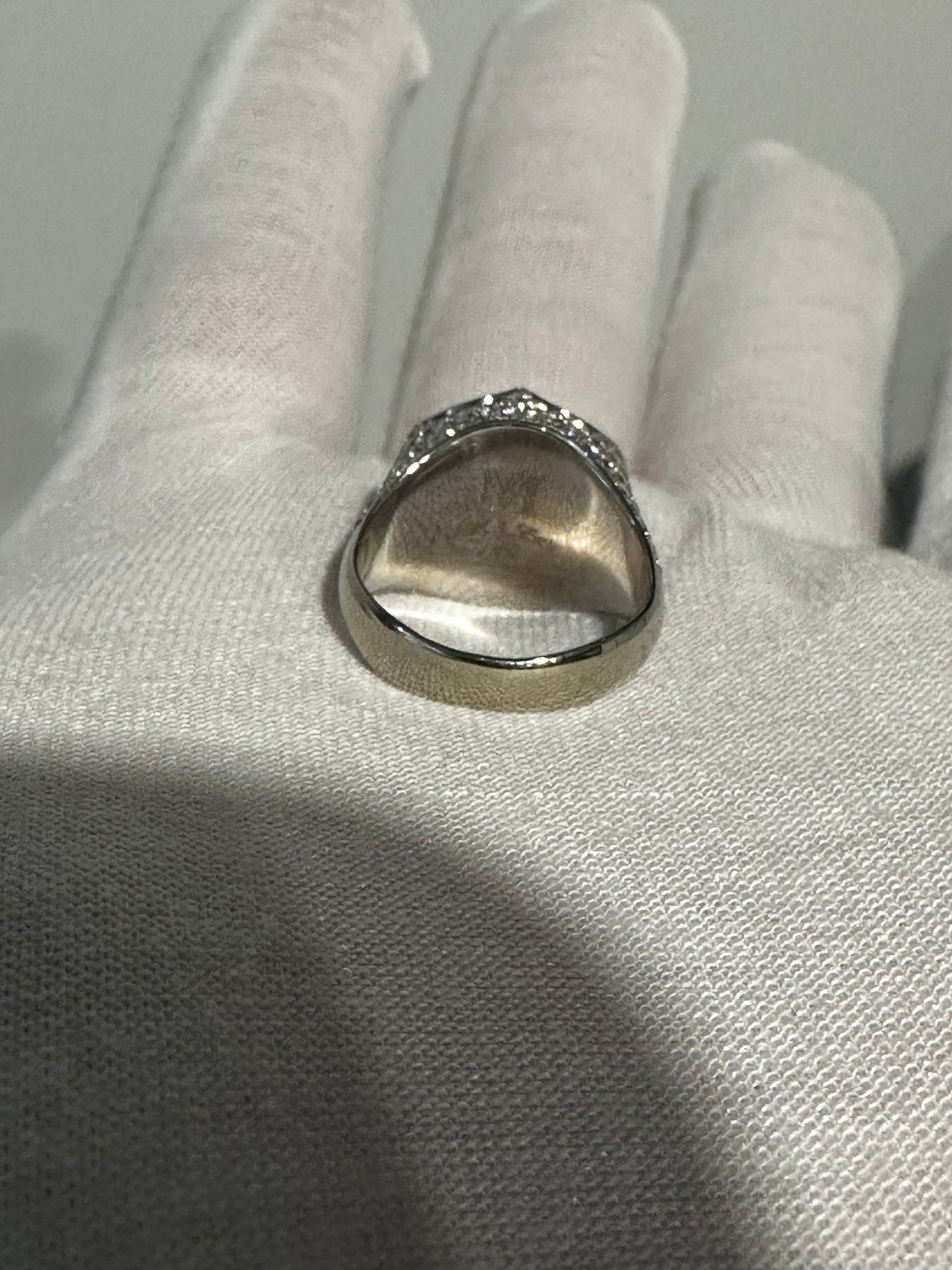 10K White Gold Natural Diamond Pinky Ring