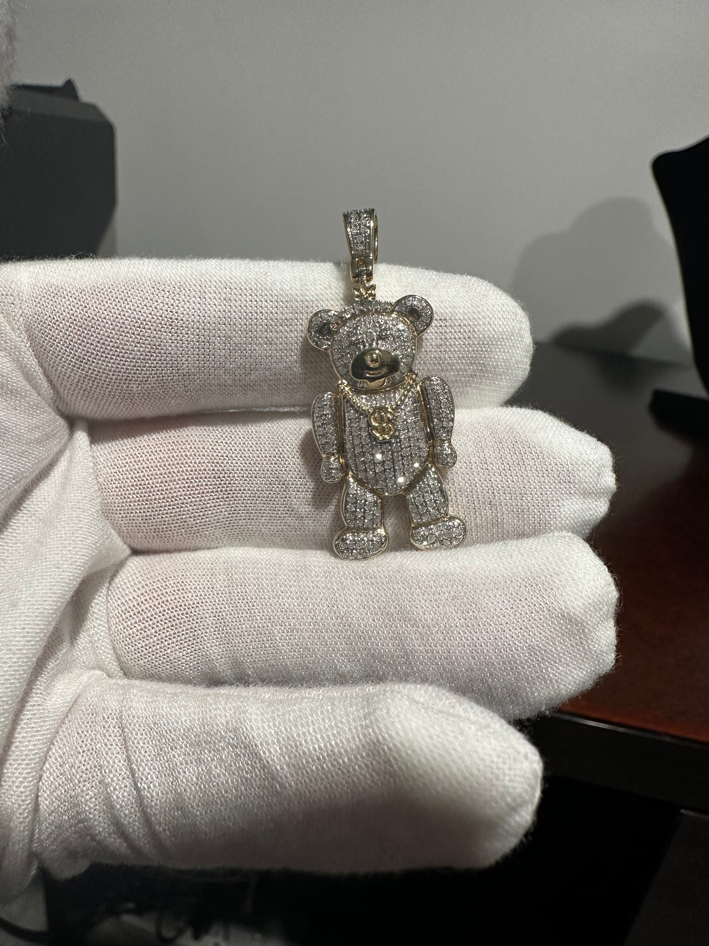 10K Diamond Teddybear Pendant