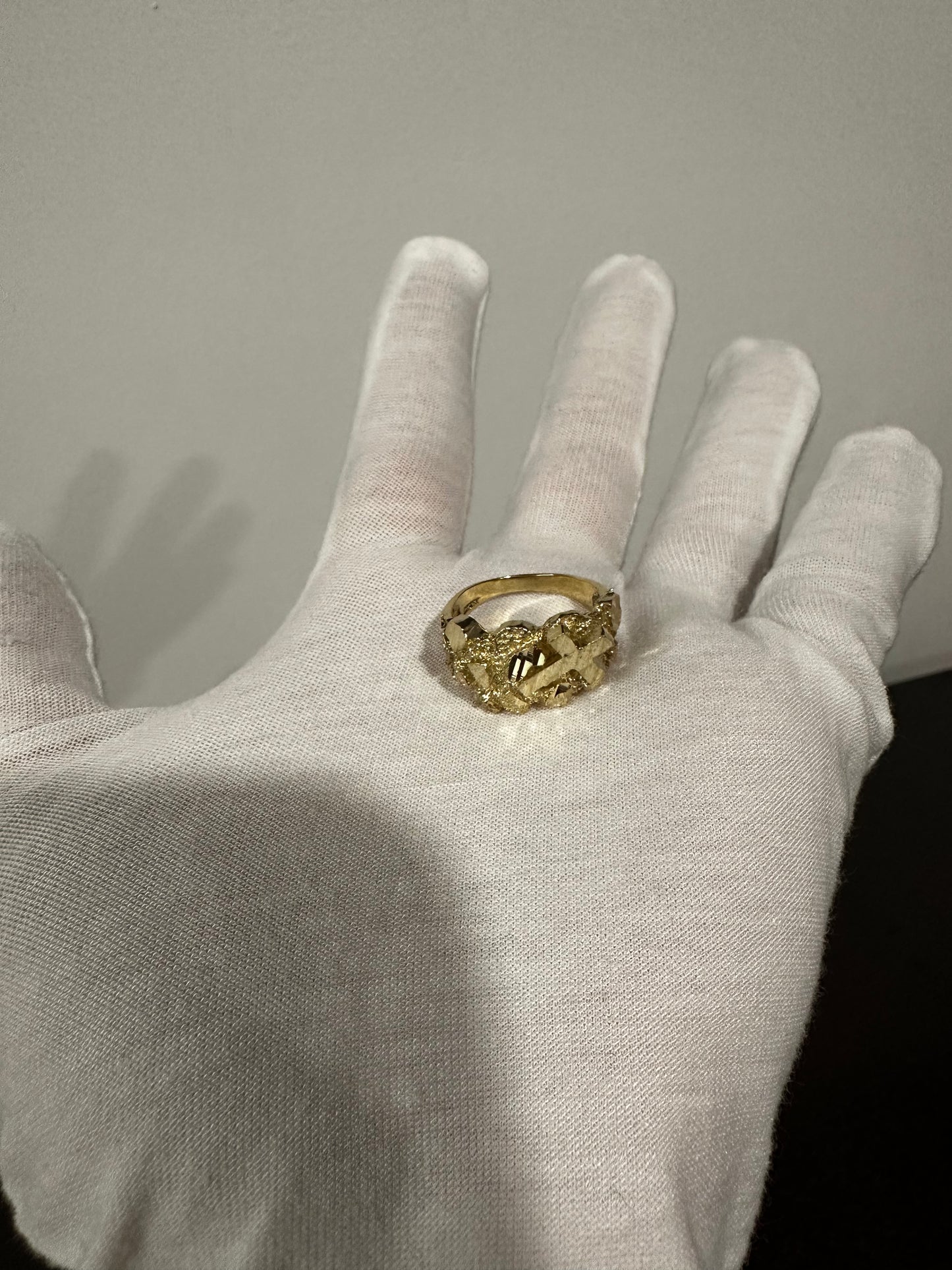 10K Nugget DC Cross Ring Size 8.5