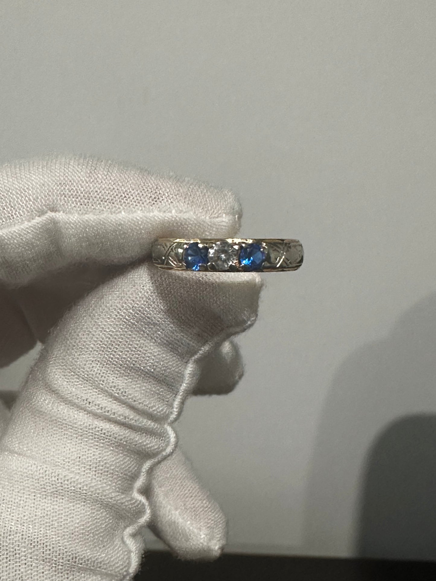 14K Sapphire / Crystal Ring Size 8.5