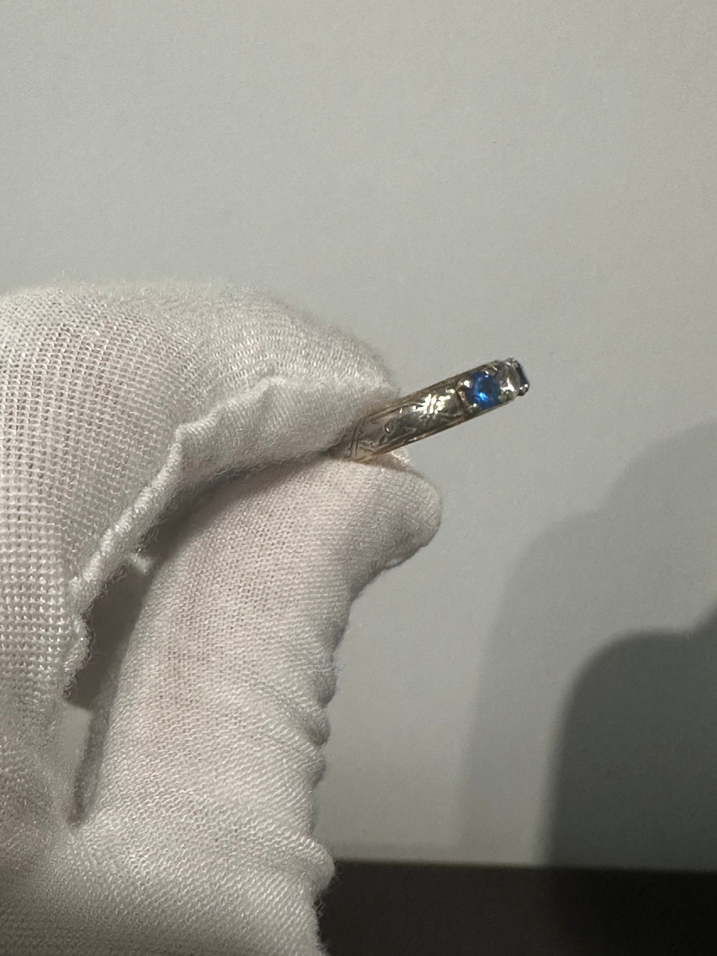 14K Sapphire / Crystal Ring Size 8.5