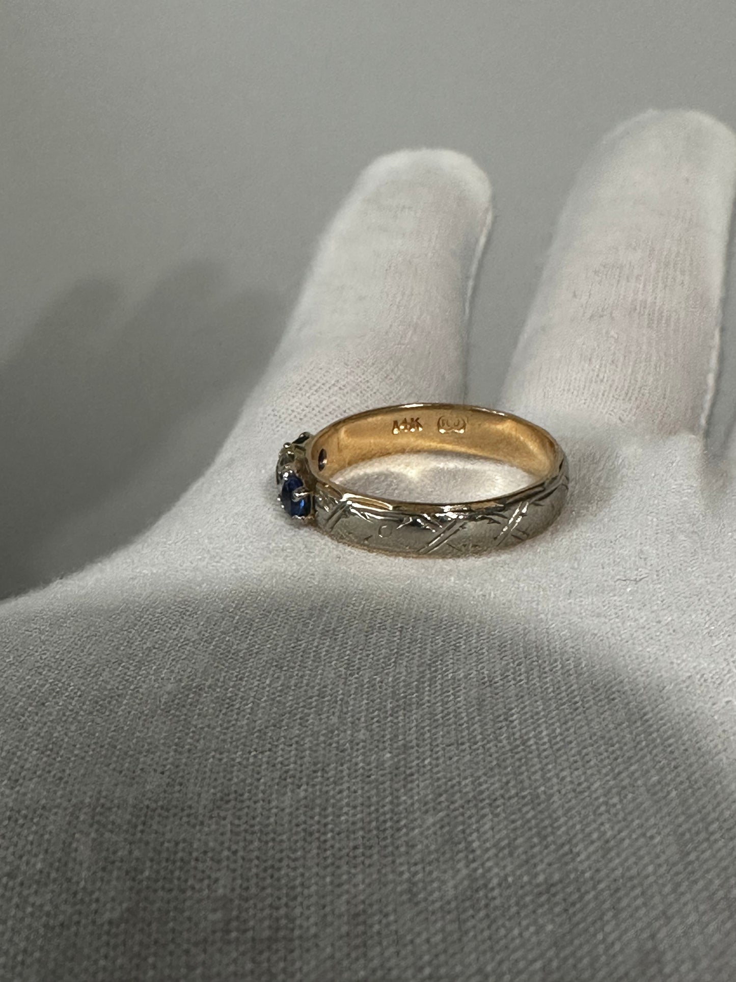 14K Sapphire / Crystal Ring Size 8.5