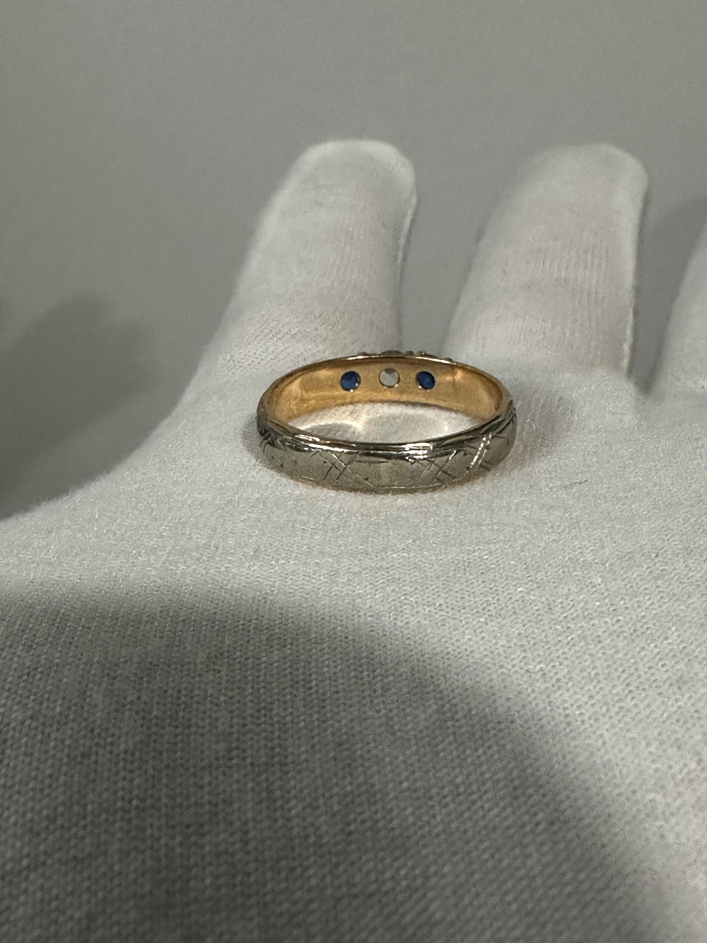 14K Sapphire / Crystal Ring Size 8.5