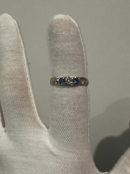 14K Sapphire / Crystal Ring Size 8.5