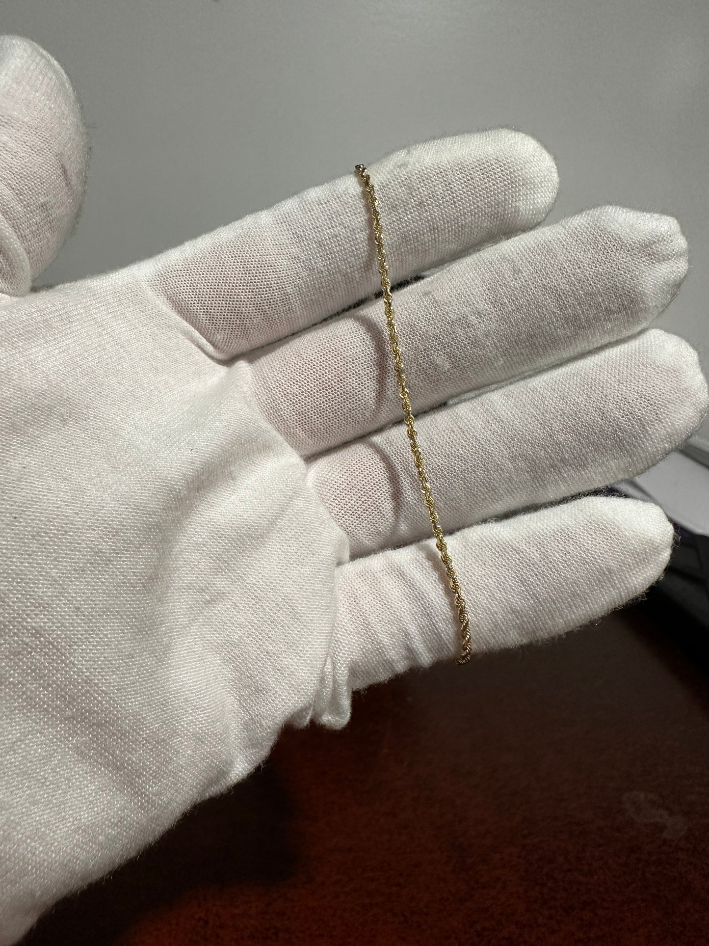 10K Rope Bracelet 7.5”