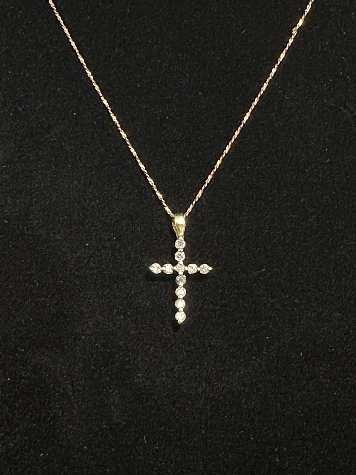 14K Diamond Cross & 10K Chain 16”