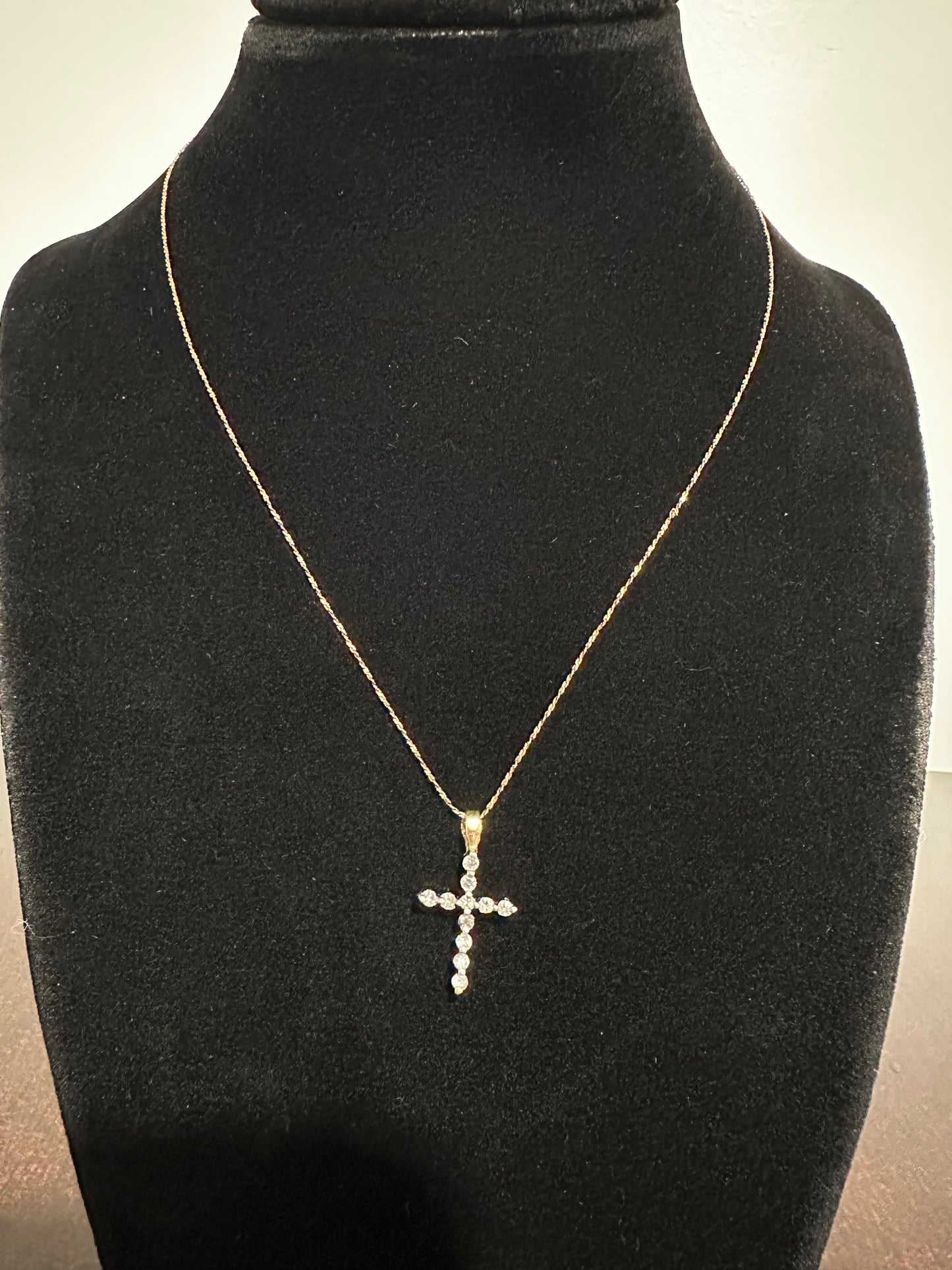 14K Diamond Cross & 10K Chain 16”