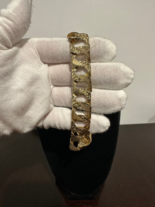 10K Diamond Cut Nugget Bracelet 8.5”