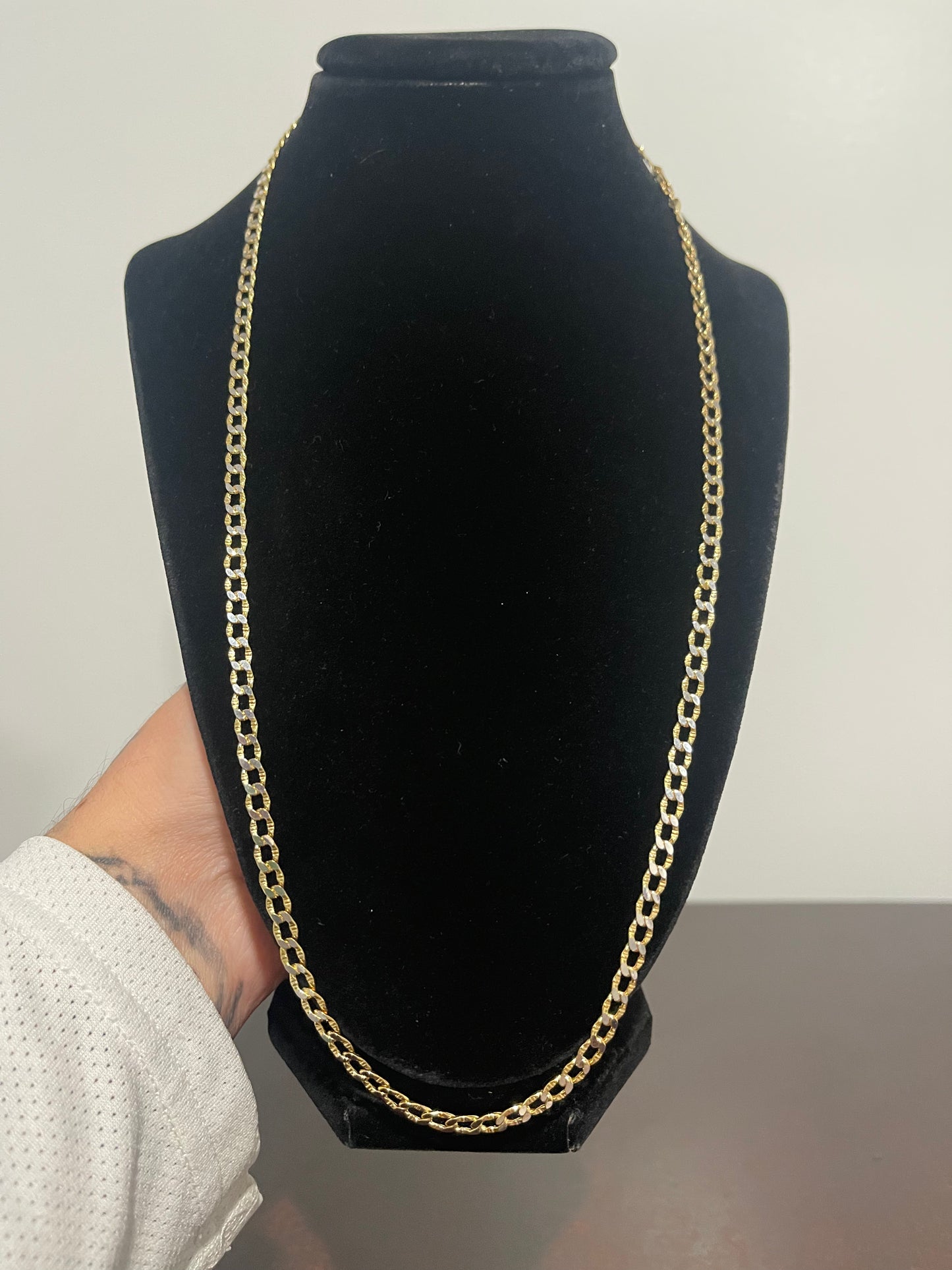 10K Diamond Cut Curb Chain 24”