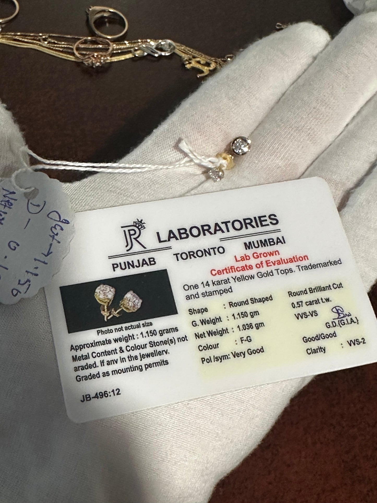 14K VVS 0.57ct Studs
