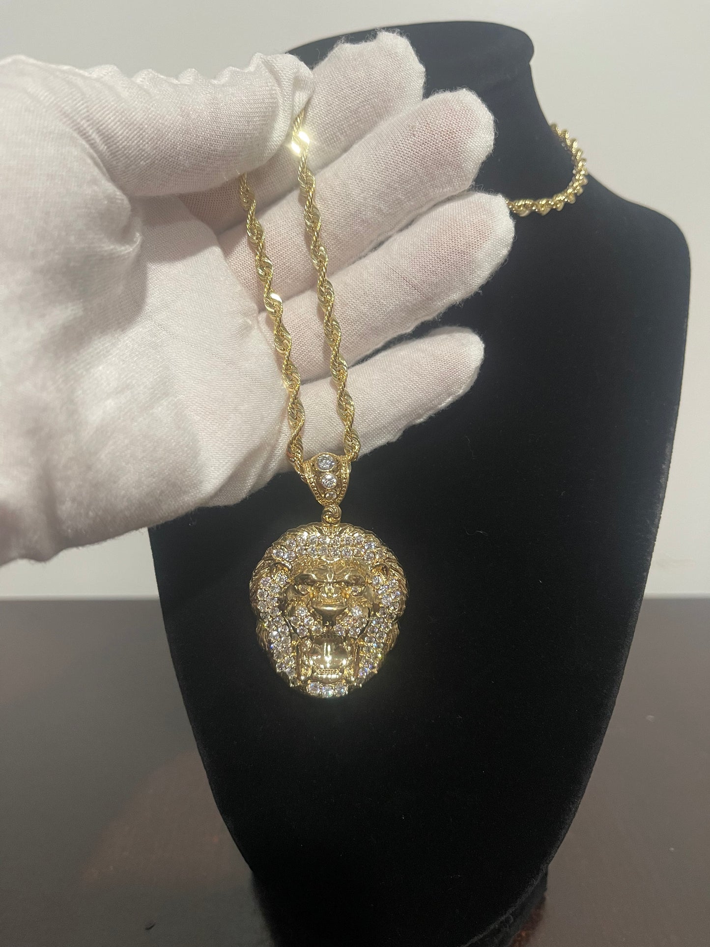 10K Lion Pendant & 24” Rope