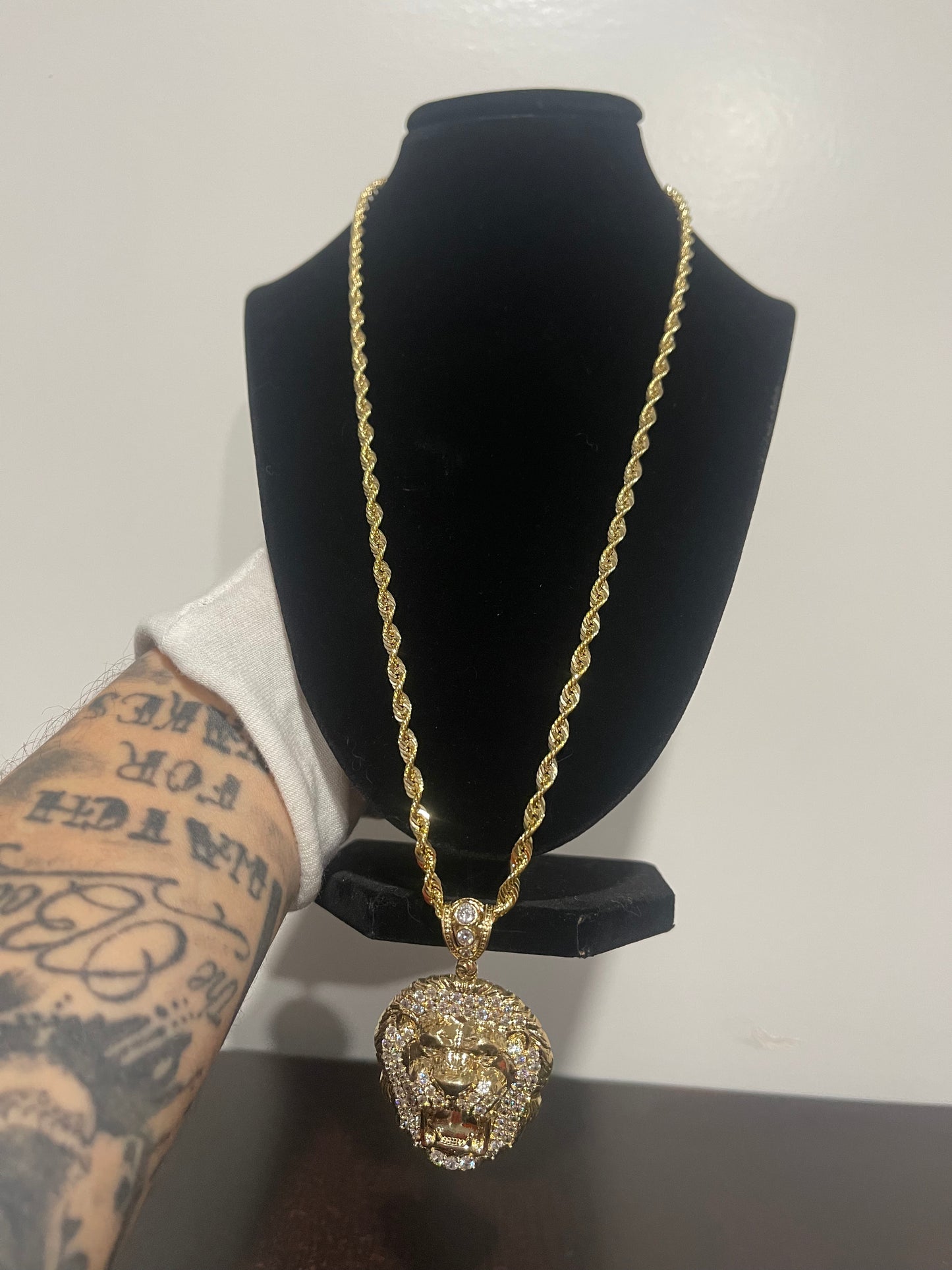 10K Lion Pendant & 24” Rope
