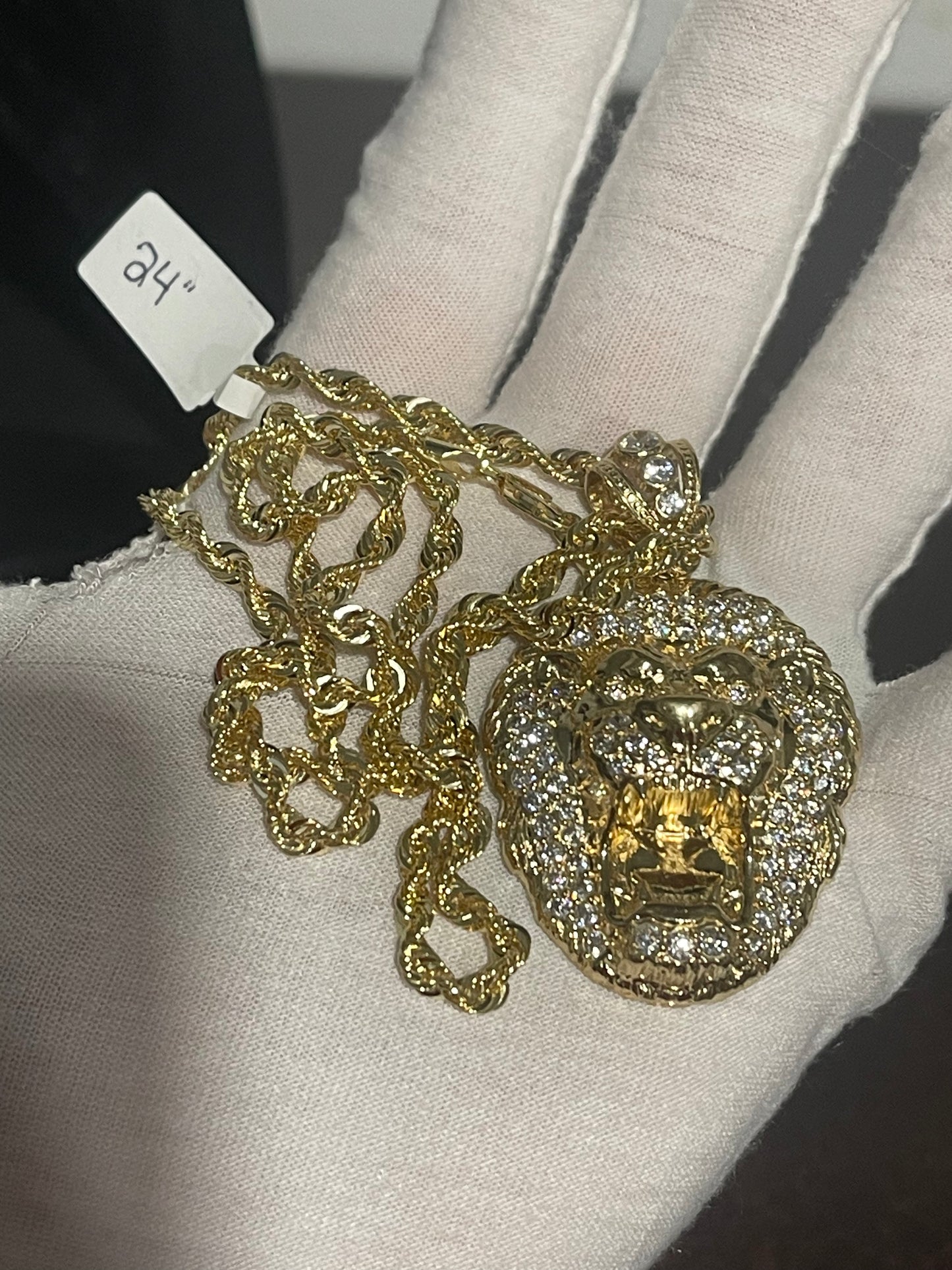 10K Lion Pendant & 24” Rope