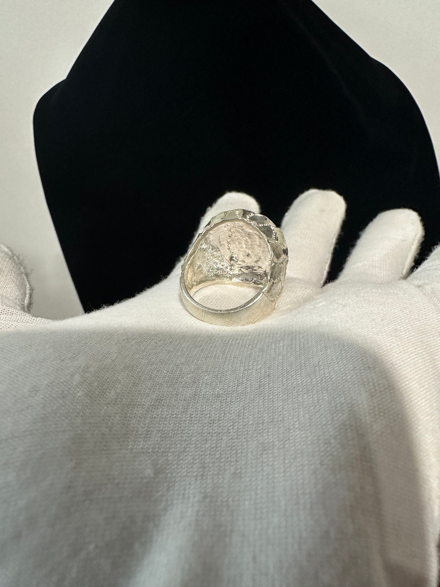 Silver Nugget Ring Round Size 9