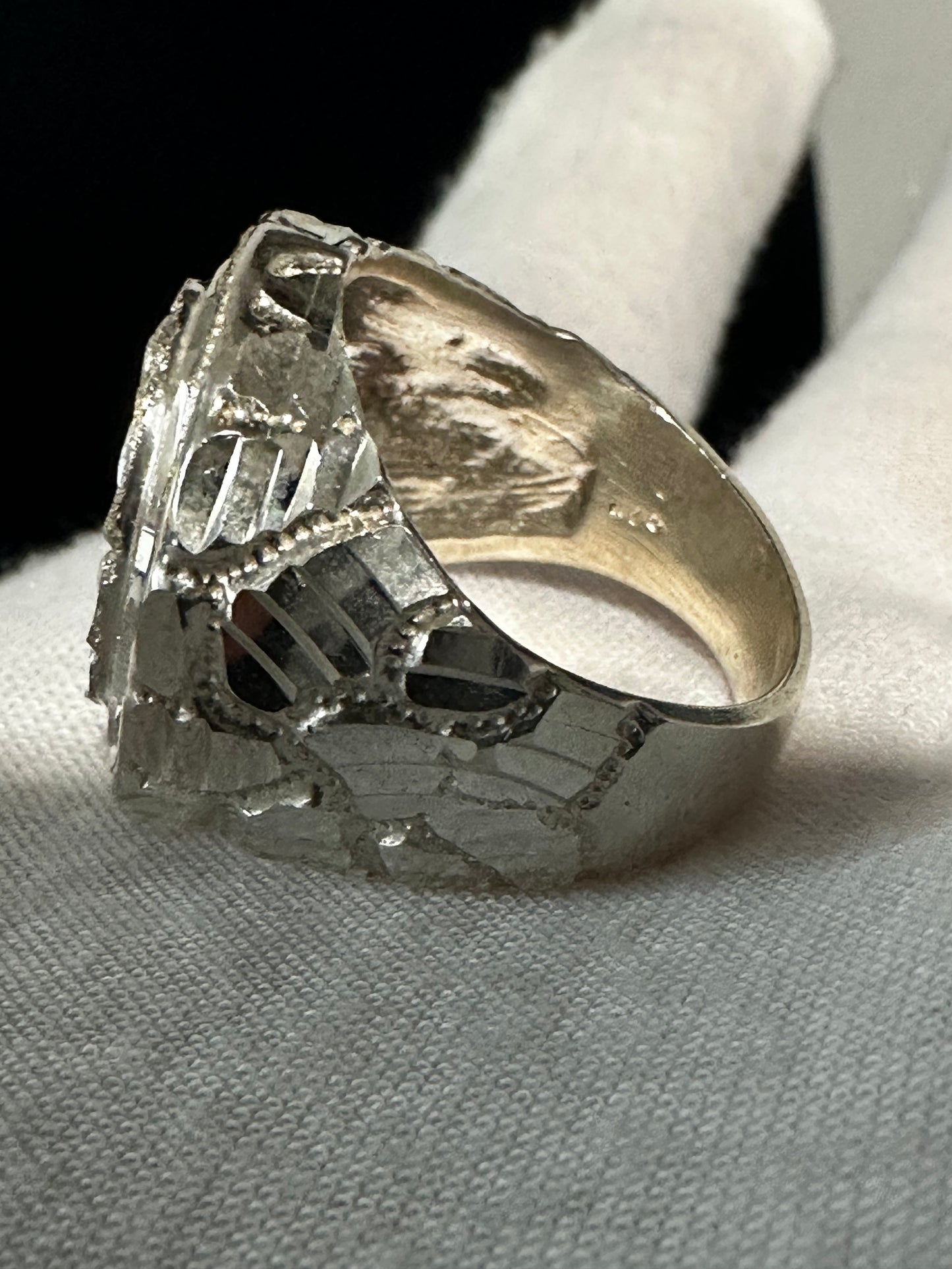 Silver Nugget Ring Round Size 9