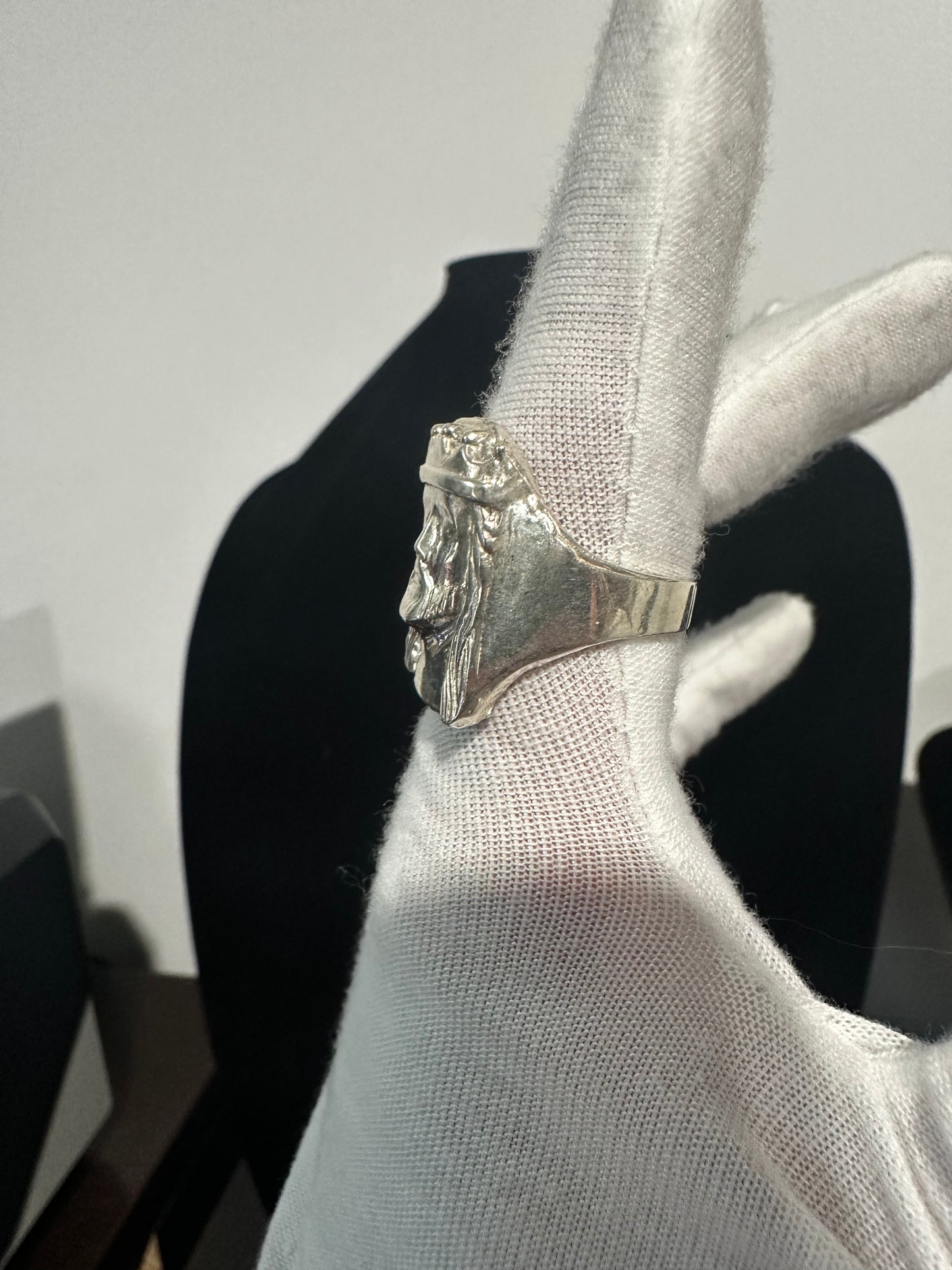 Silver Jesus Ring Size 10.25