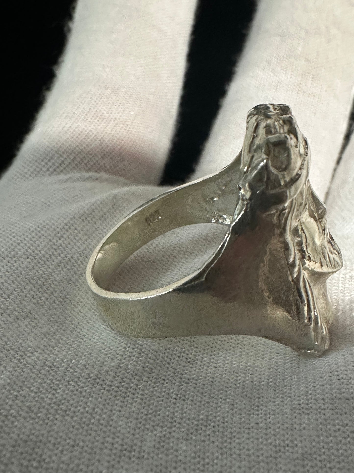 Silver Jesus Ring Size 10.25
